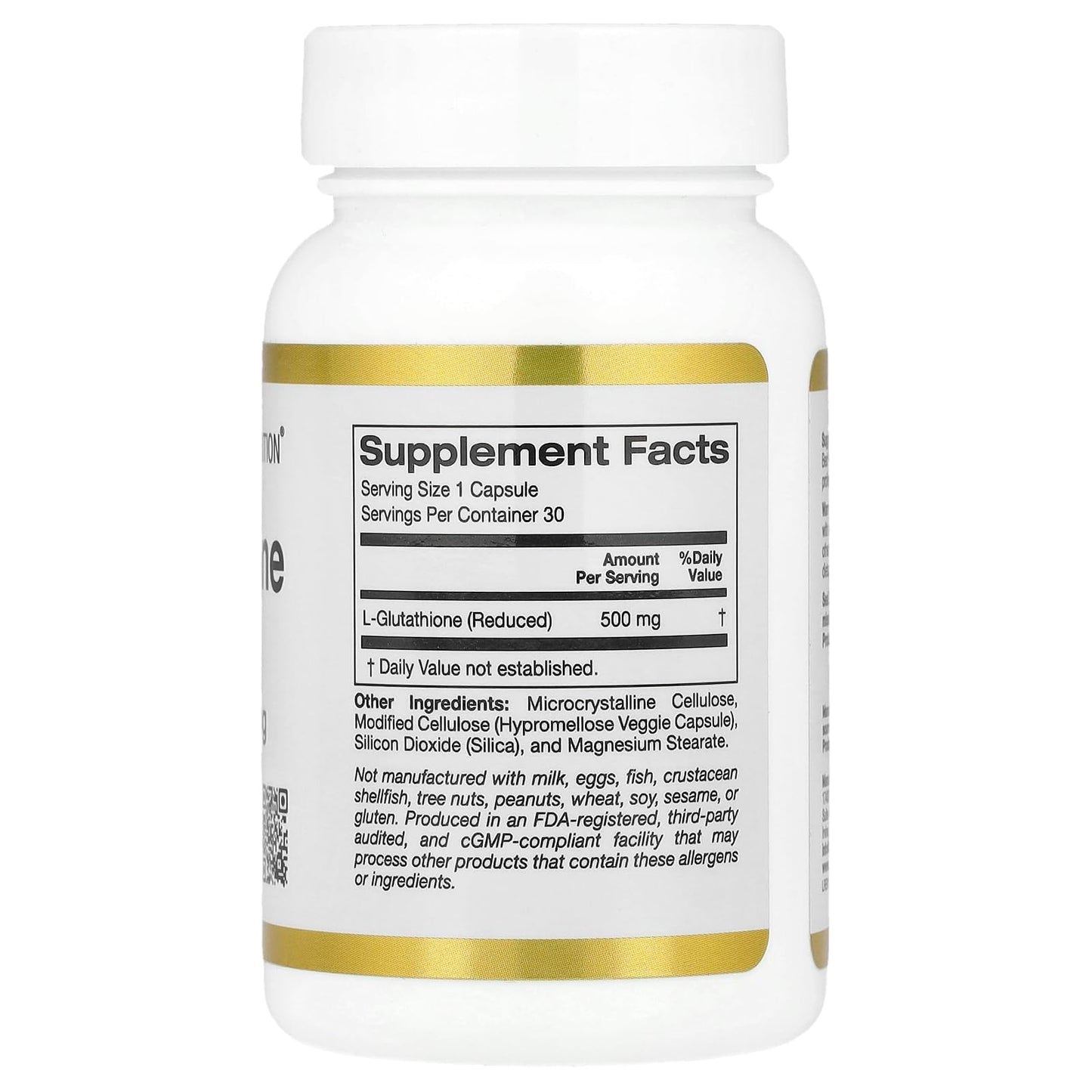 California Gold Nutrition L-Glutathione (Reduced), 500 mg Capsules, 30 Capsules