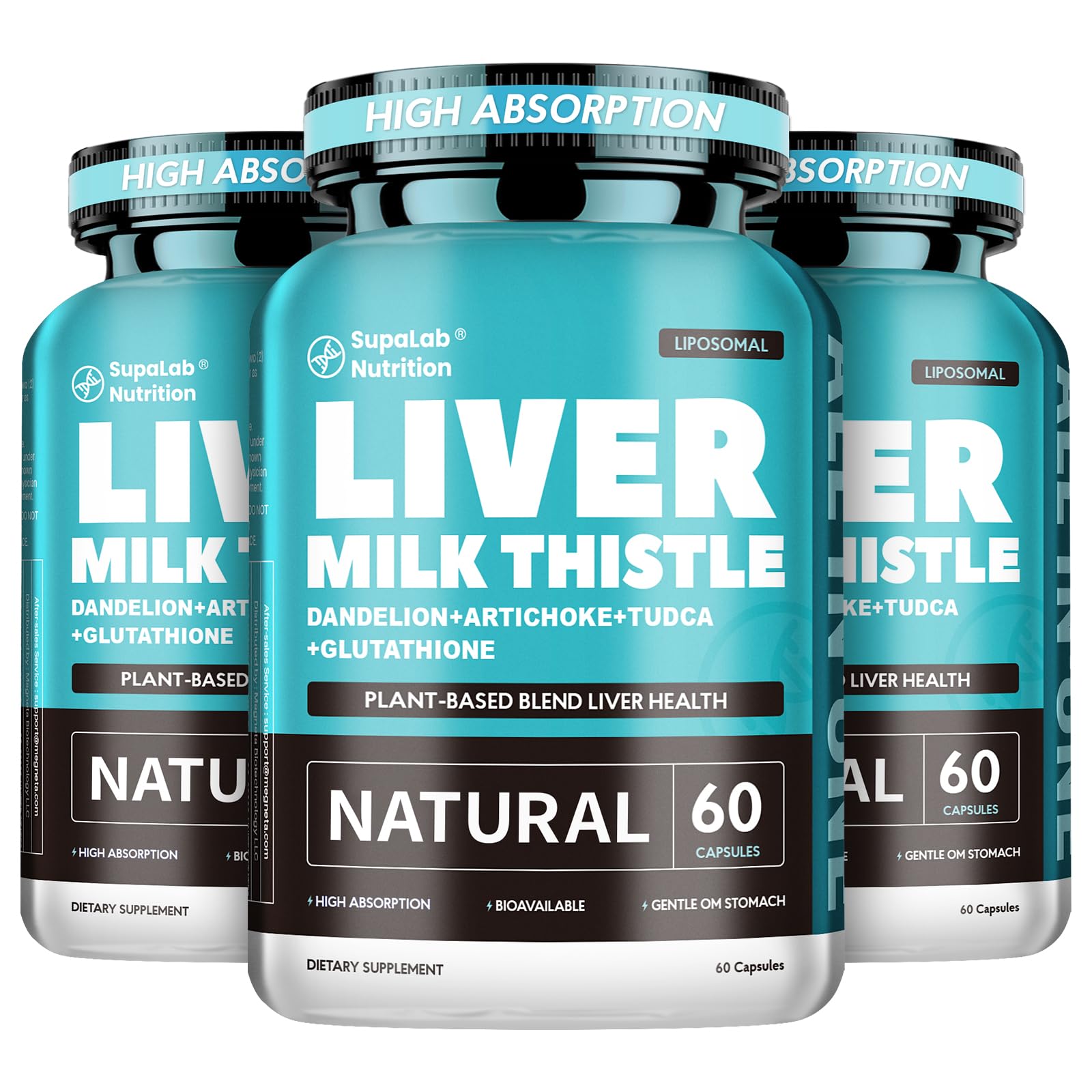 MEGNETA Liver Cleanse Detox - Herbal Liver Support Milk Thistle Supplement with Dandelion Root, Turmeric, 180 Capsules