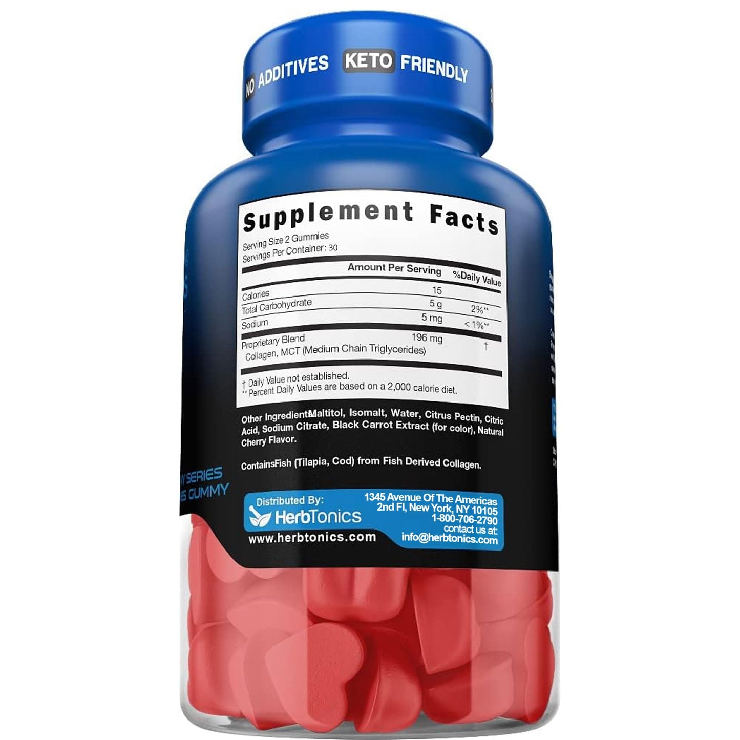 Herbtonics Keto Gummies with MCT + Collagen Gummy, 60 Count