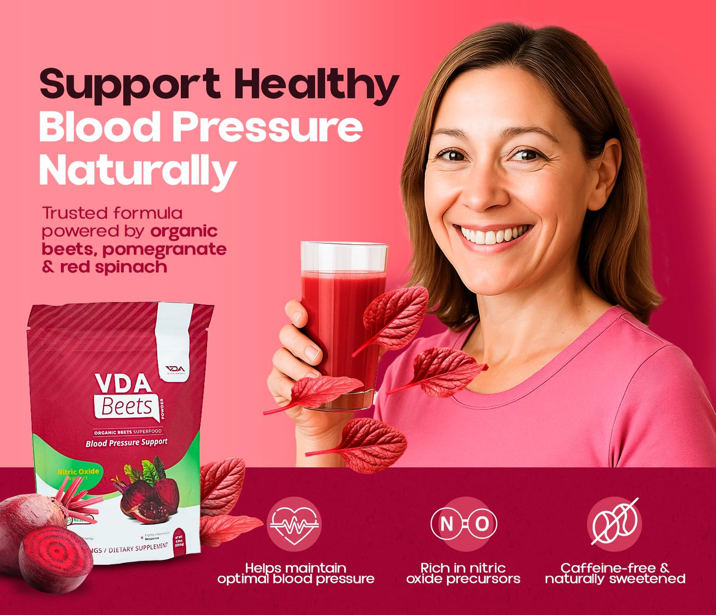 VDA Supplements Organic Beet Root Powder 8.6 Ounce