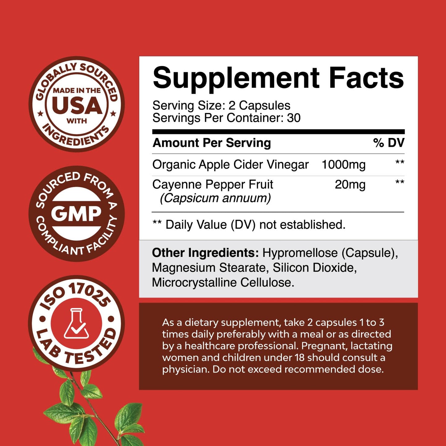 Natures Craft Cleansing Apple Cider Vinegar Capsules, 60 Count