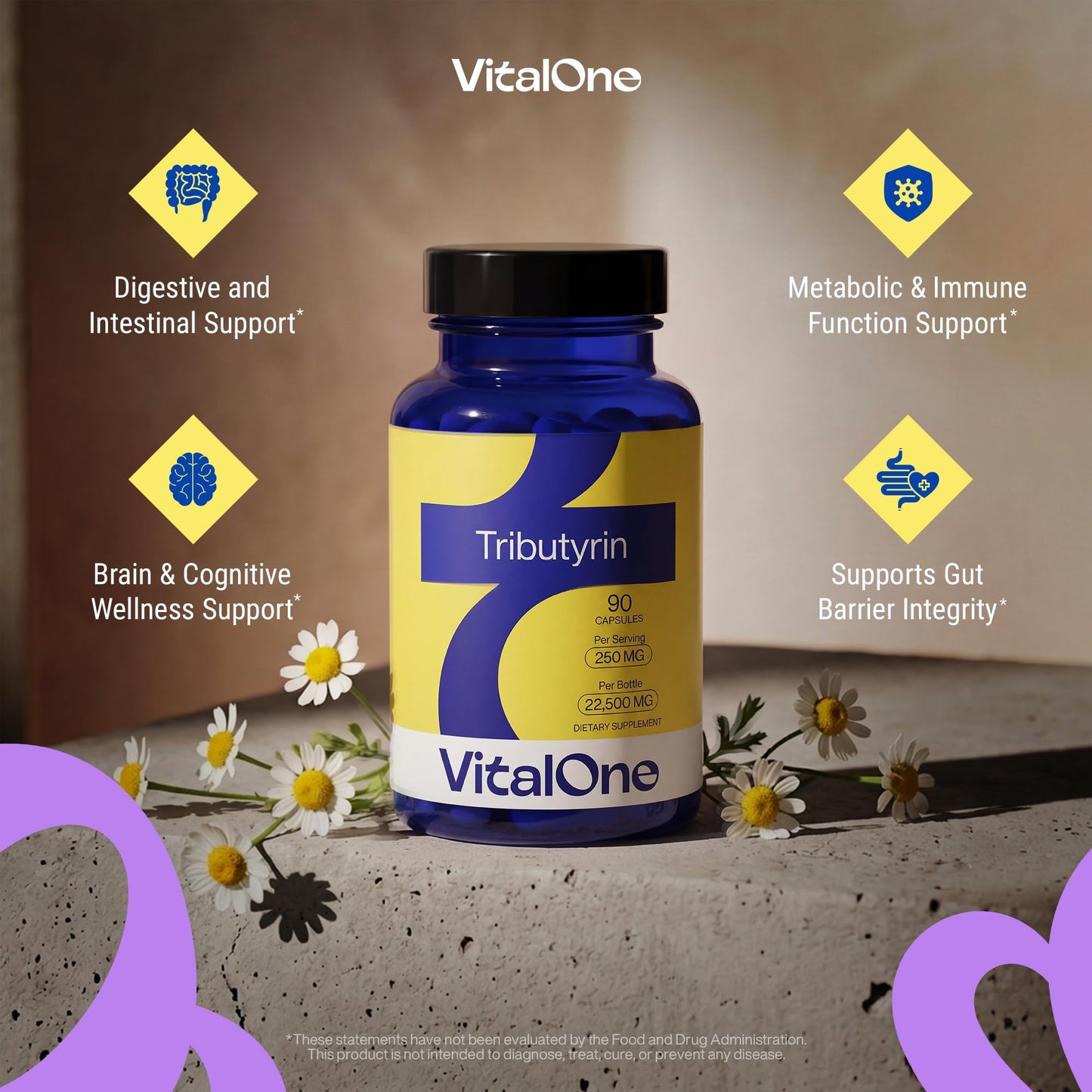 VitalOne Tributyrin 250 mg Capsule Supplement for Daily Use, 90 Capsules