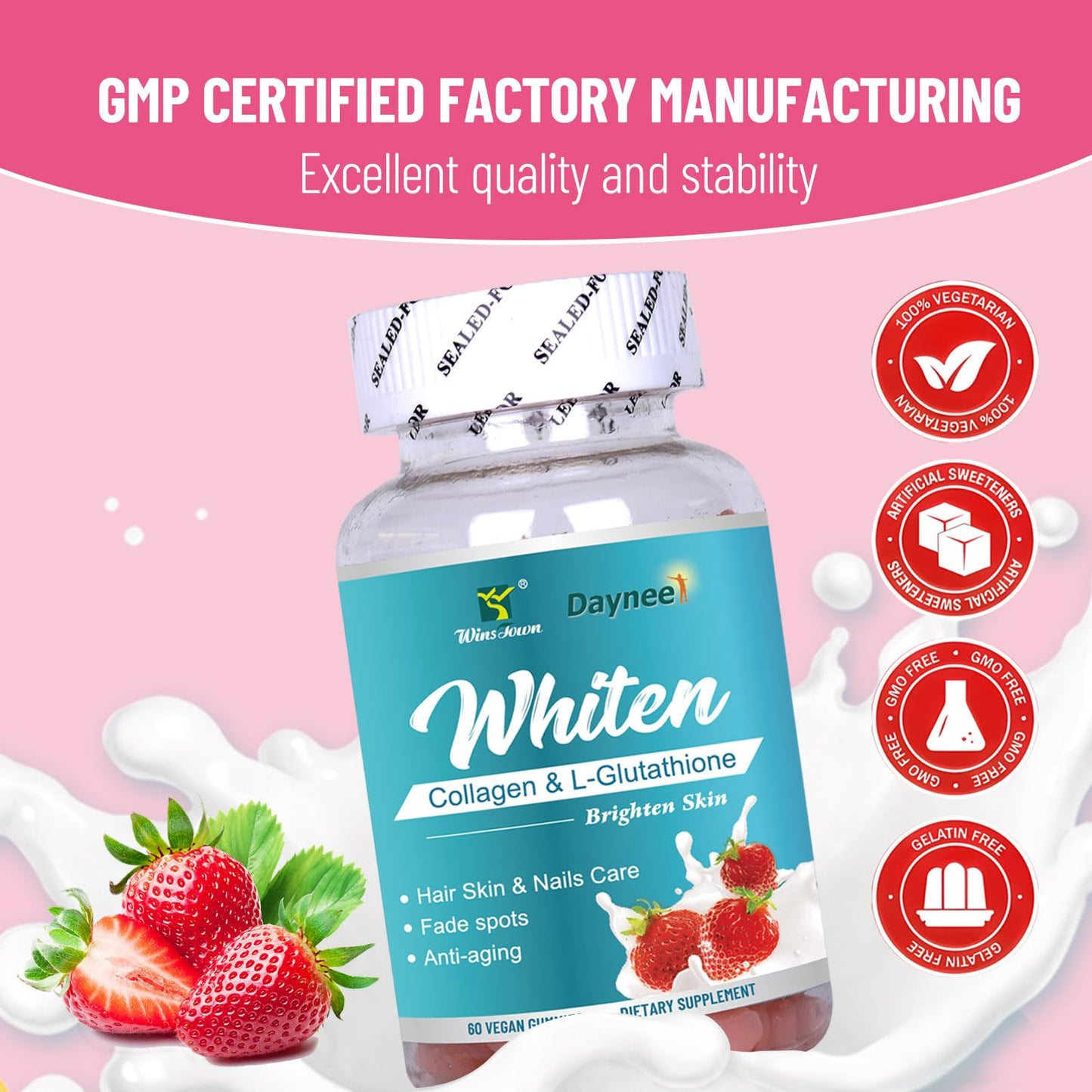Wins Town Skin Whiten Gummies Gummy, 60 Count