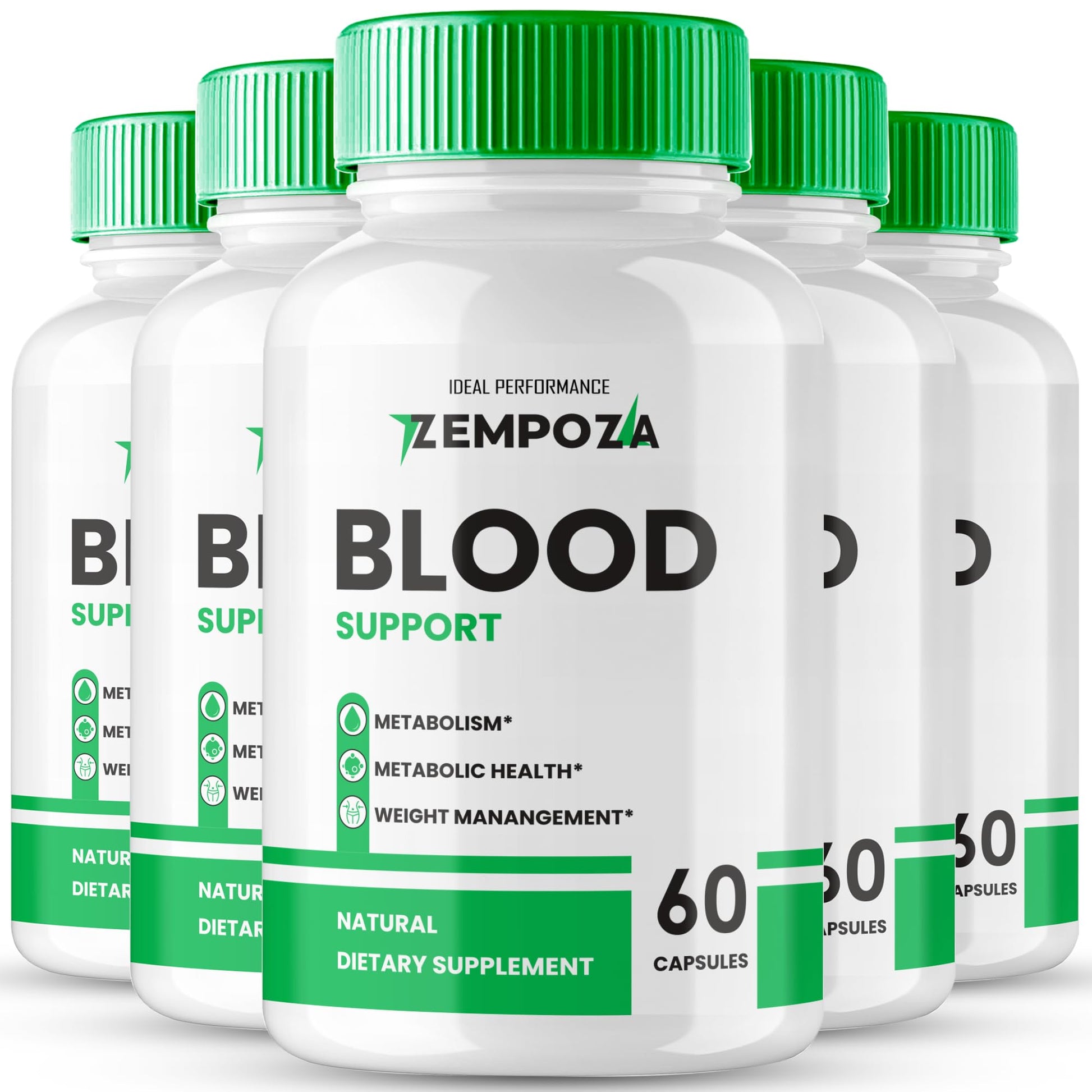 IDEAL PERFORMANCE Zempoza Blood Formula Supplement Capsules, Zempoza Healthy Blood Advanced Formula Pills - Maximum Strength with Vitamin C, Zinc, Cinnamon Powder, Zempoza Blood Support Capsules, 300 Capsules