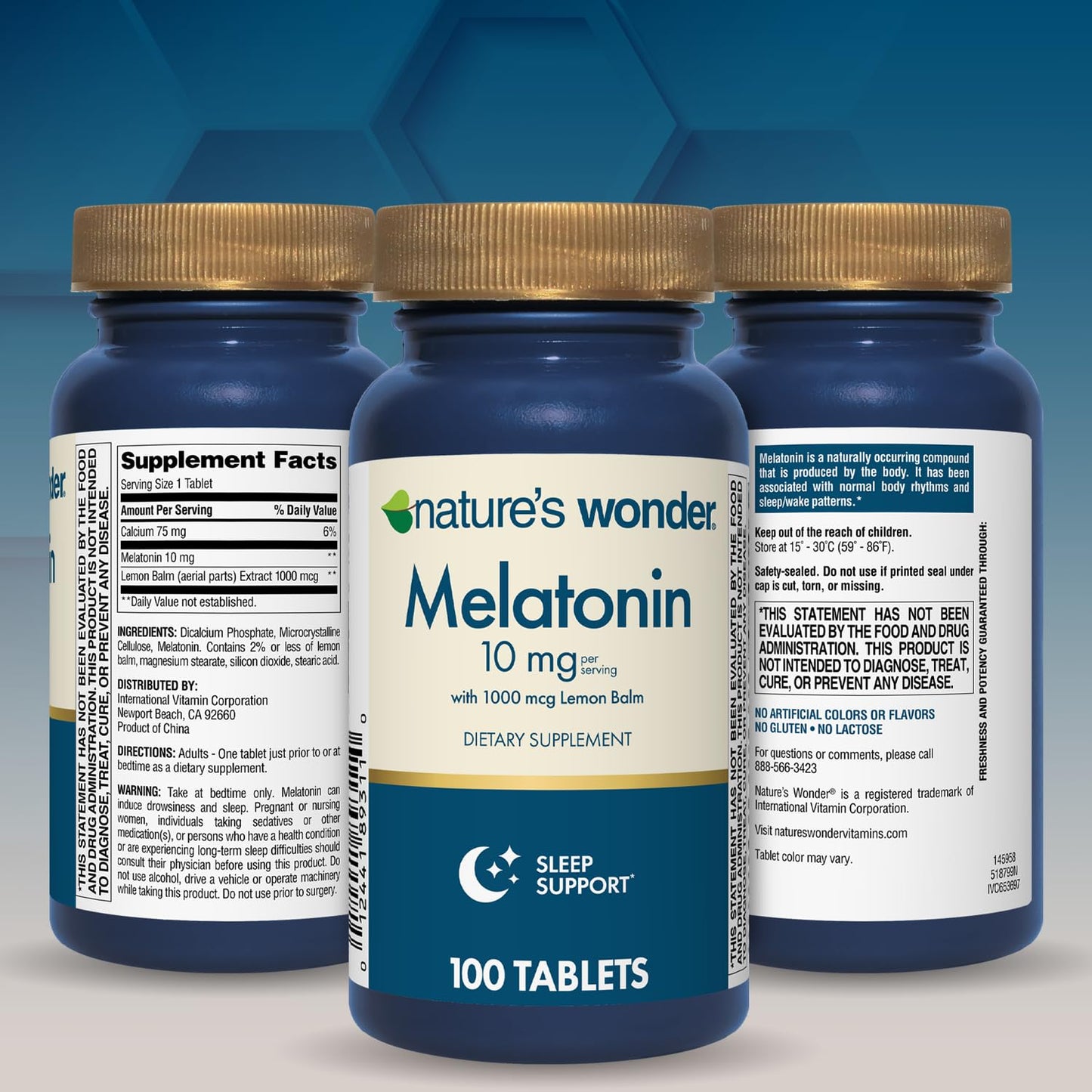 Nature's Wonder Drug-Free Melatonin 10 mg with Lemon Balm Tablets, 100 Count