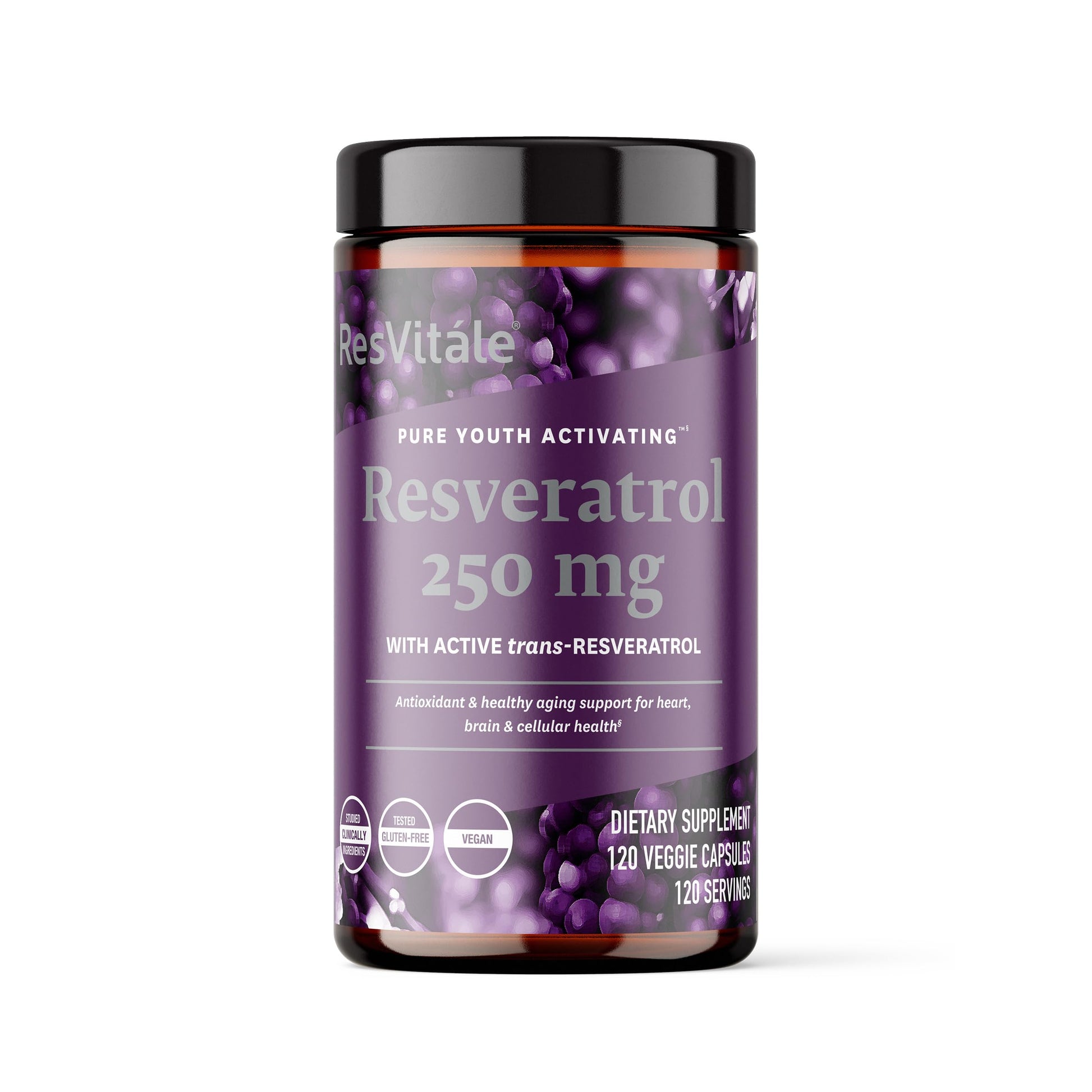 ResVitale Resveratrol 250 mg Veggie Capsules, 120 Count