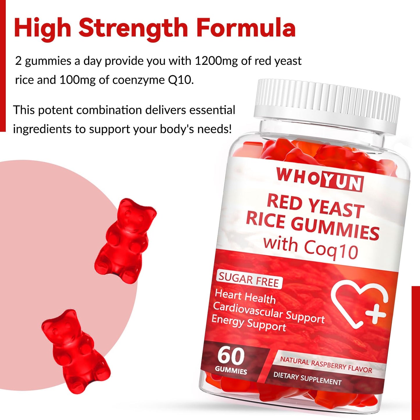 Whoyun Red Yeast Rice with CoQ10 Gummies 60 Count
