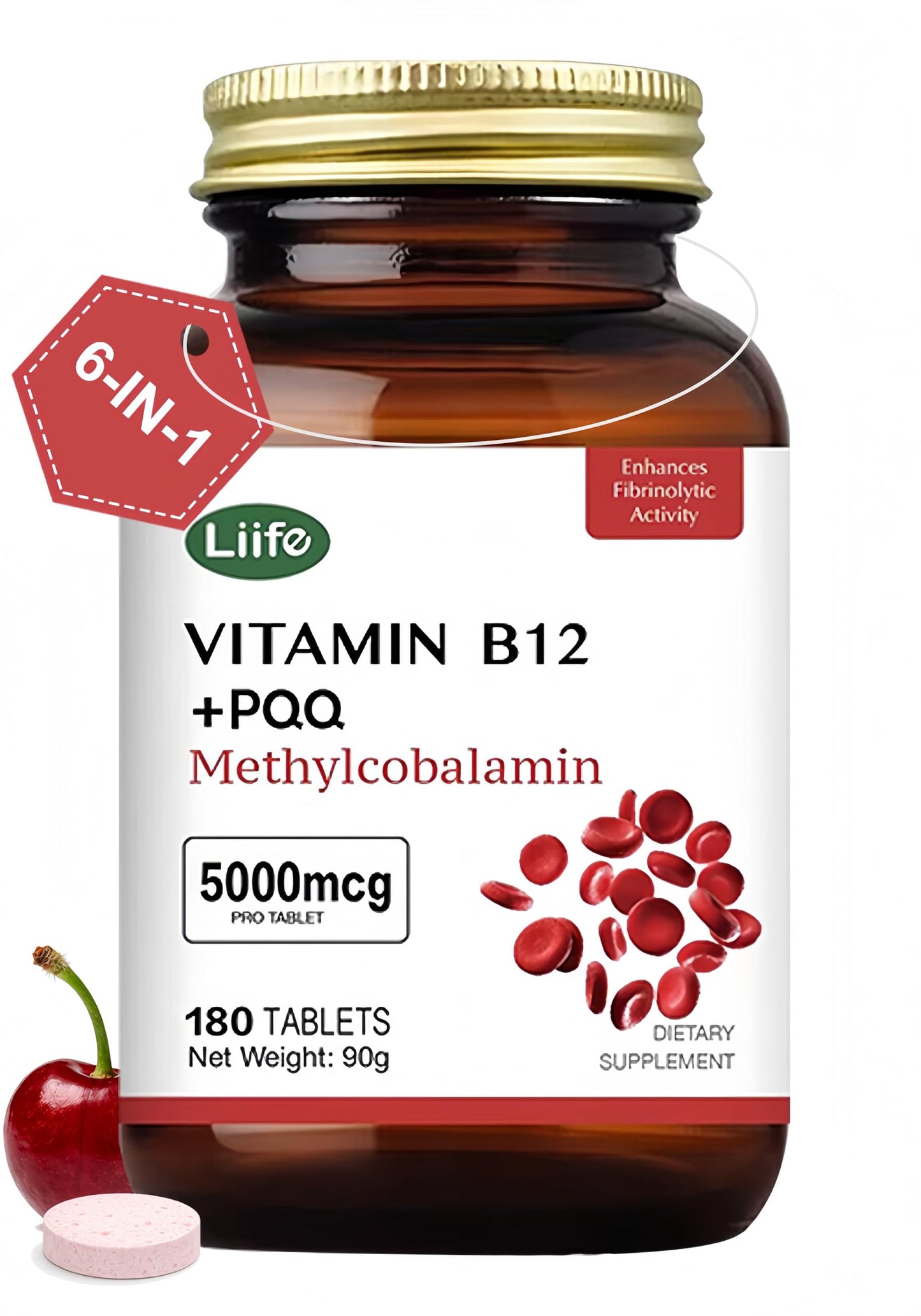 LIIFE Methylcobalamin (PQQ + Active B12) 5000 mcg, 180 Tablets