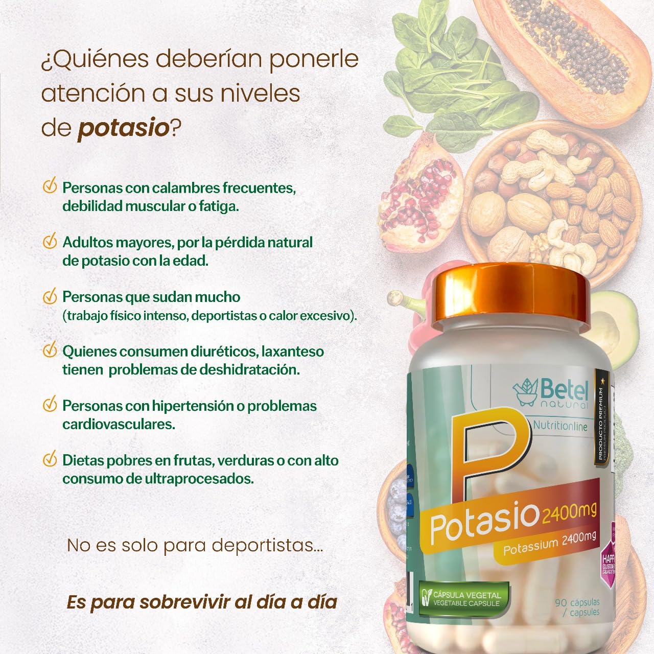 Betel Natural Premium Potassium Capsules 2400 mg Per Serving - 90 Capsules