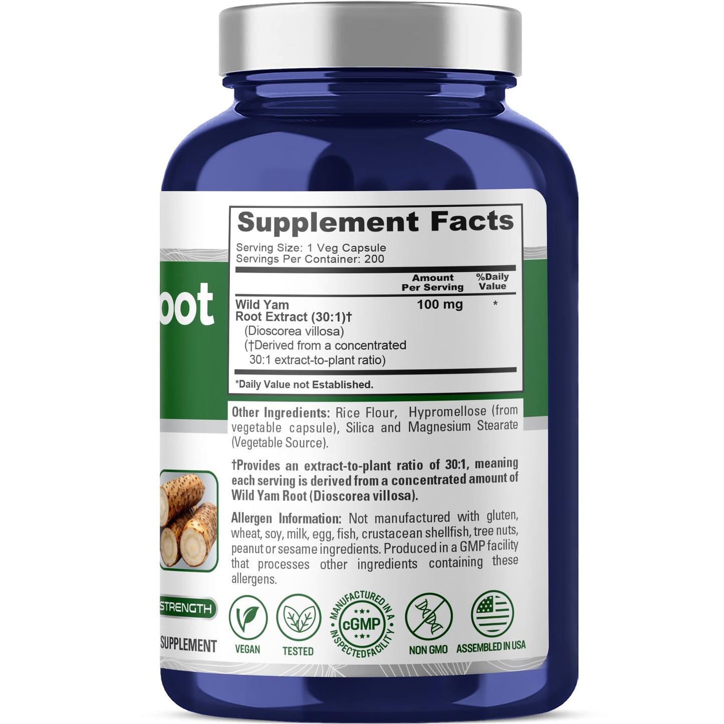 NusaPure Wild Yam Root Capsules 200 Capsules
