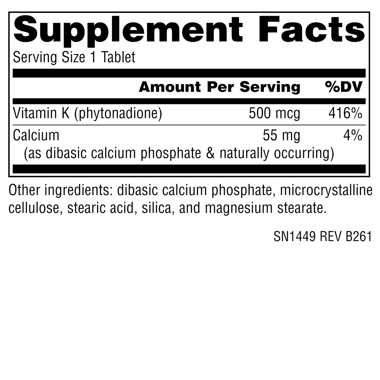 Source Naturals Vitamin K 500 mcg Tablet, 100 Tablets