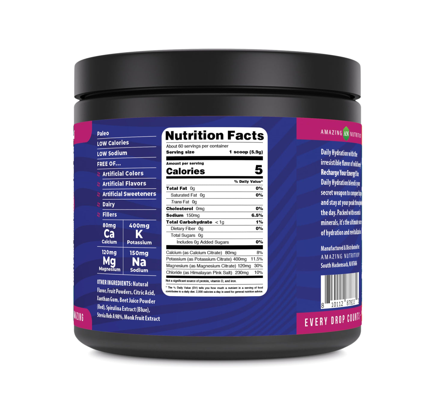Amazing Nutrition Daily Hydration Electrolyte Powder 4.95 Ounce