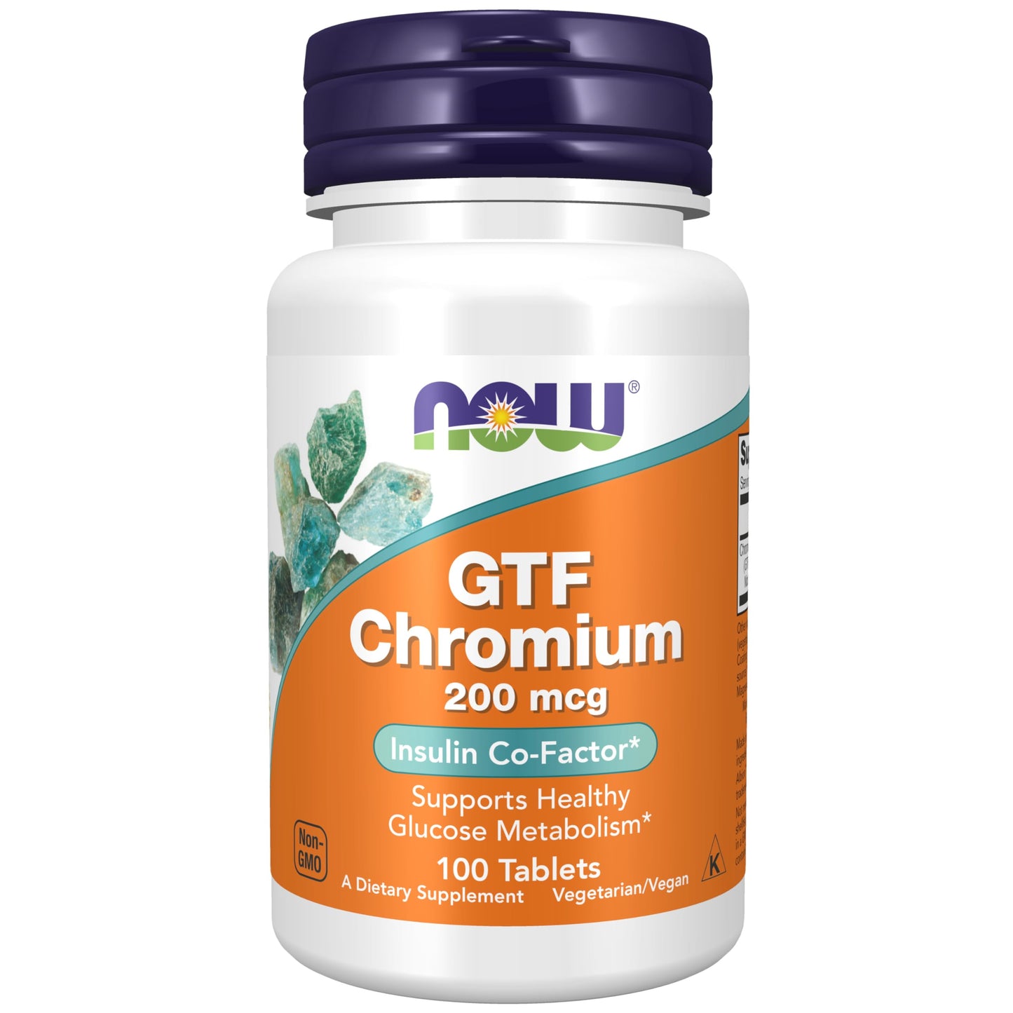 NOW Foods GTF (Glucose Tolerance Factor) Chromium 200 mcg, Insulin Co-Factor, 100 Tablets