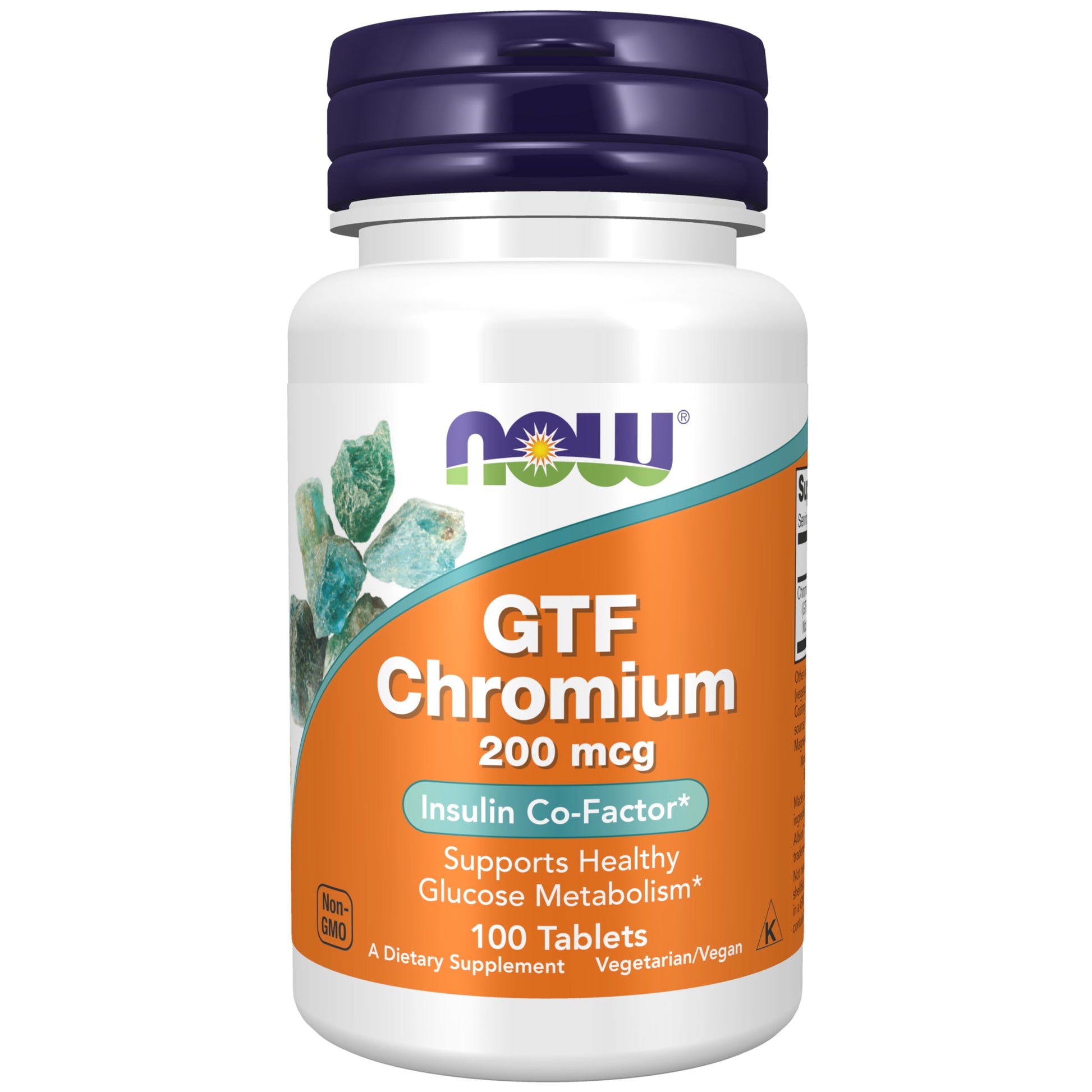 NOW Foods GTF (Glucose Tolerance Factor) Chromium 200 mcg, Insulin Co-Factor, 100 Tablets