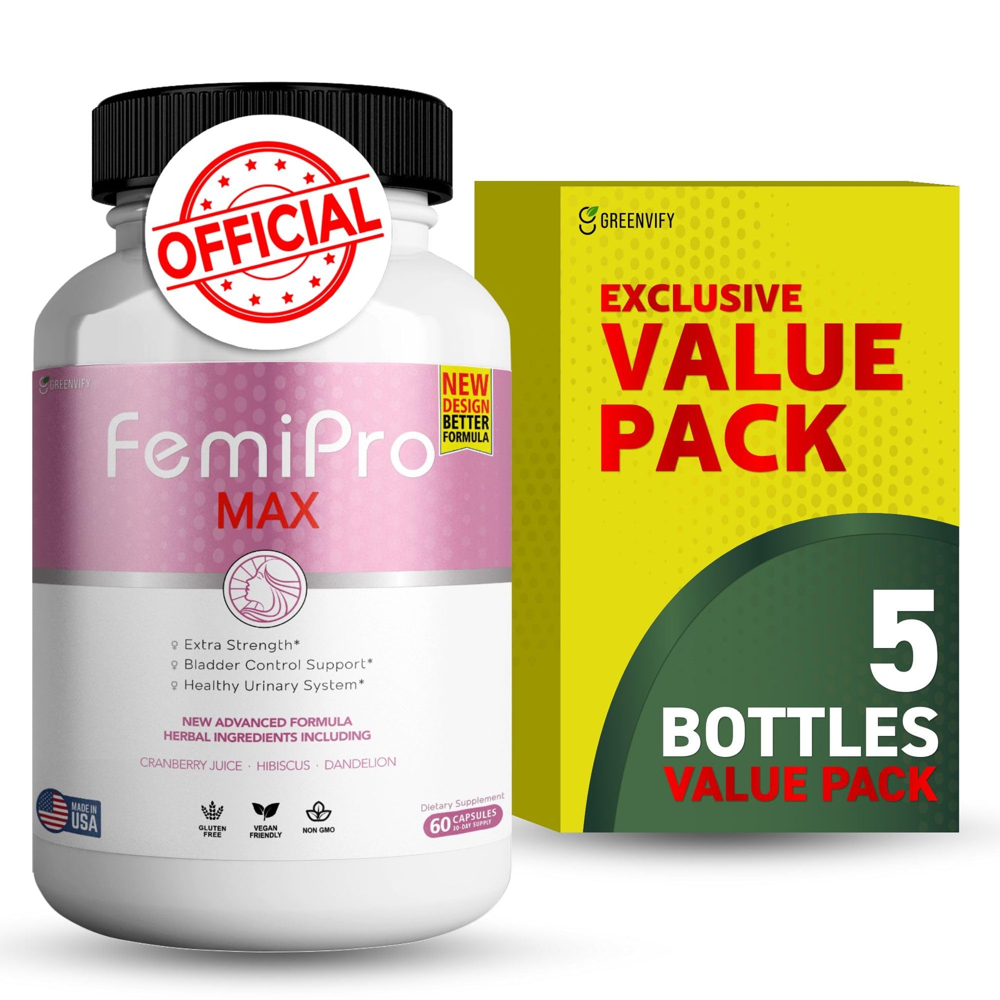 FemiPro MAX Women's Urinary Support Supplement Capsules 300