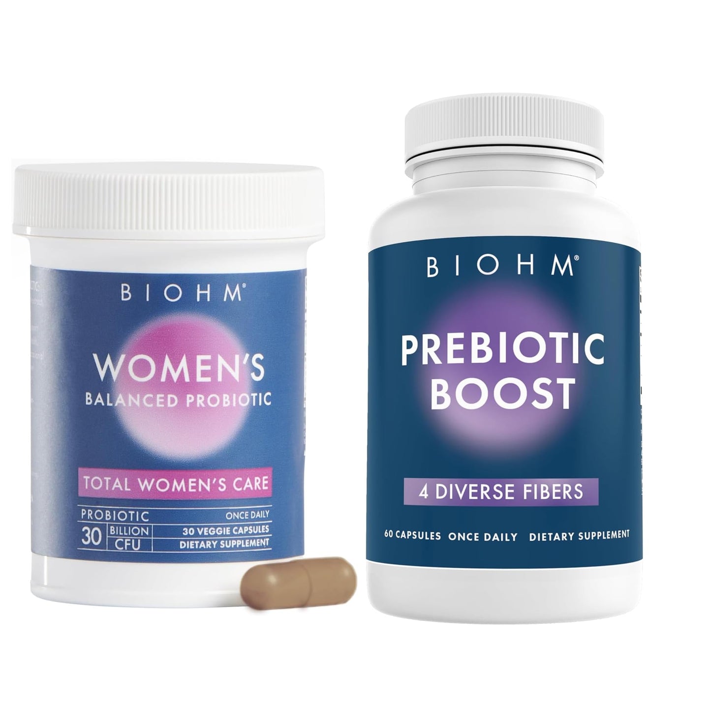 BIOHM Prebiotic and Women's Probiotic Bundle, 120 Capsules