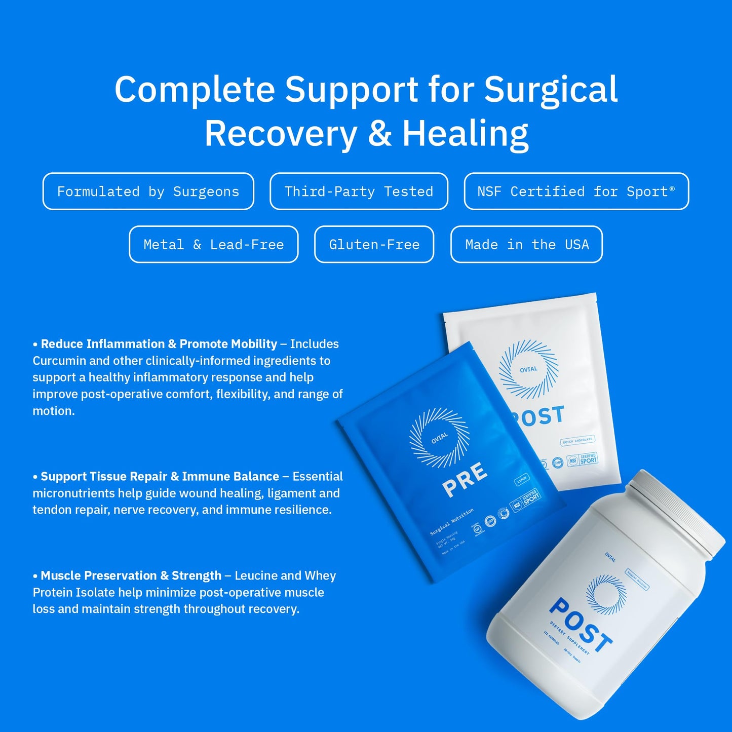 Ovial Surgical Nutrition Kit – 6-Week Pre-Op & Post-Op Recovery Supplement System for Orthopedic Recovery Protocol Capsule, 1 Count