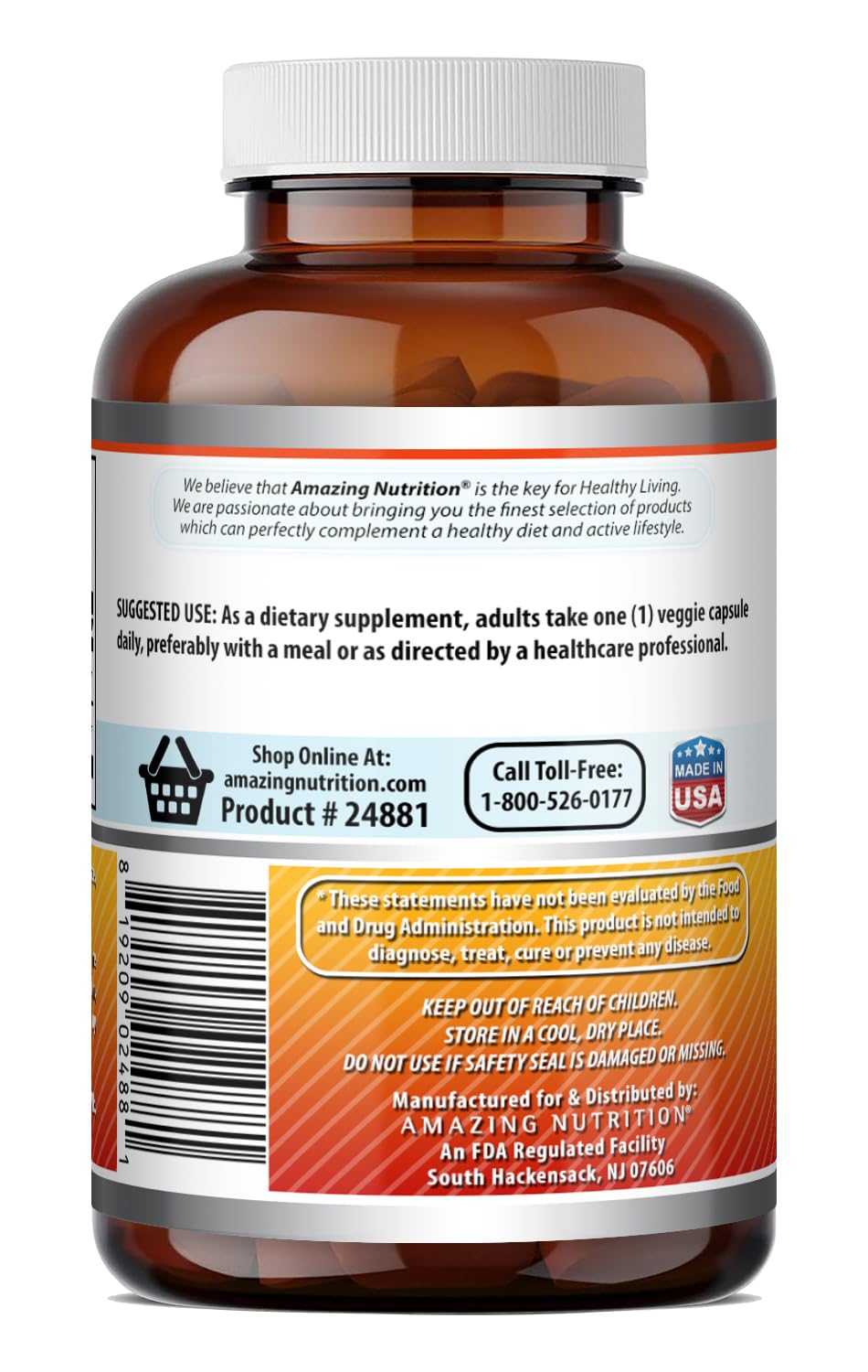 Amazing Nutrition Quercetin & Berberine 250mg Each, 180 Veggie Capsules