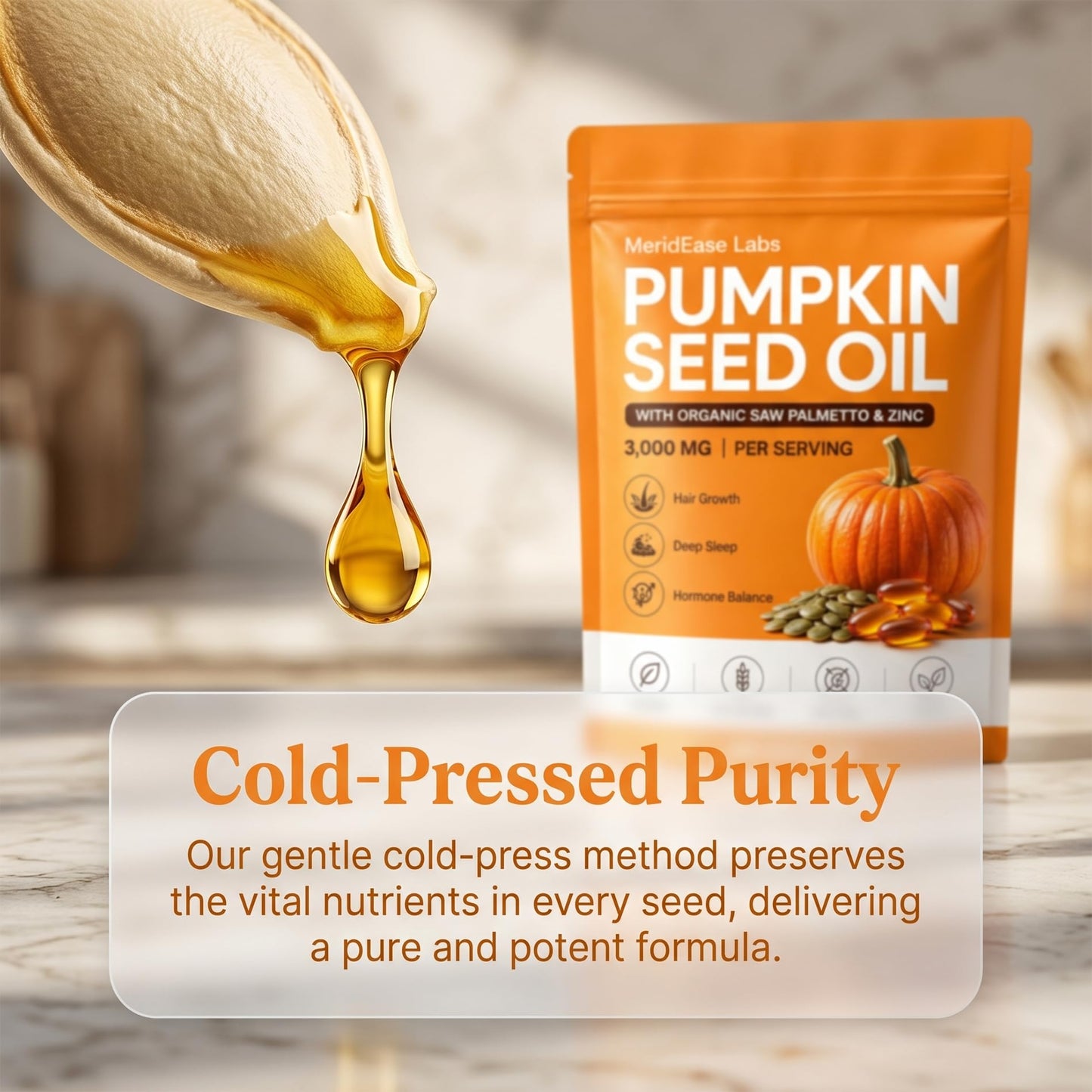Guluxly Pumpkin Seed Oil Softgels with Natural Phytosterols & Essential Fatty Acids, Cold Pressed Formula for Urinary Health, Hair & Skin Support, Non-GMO Daily Wellness Supplement, 300 Softgels