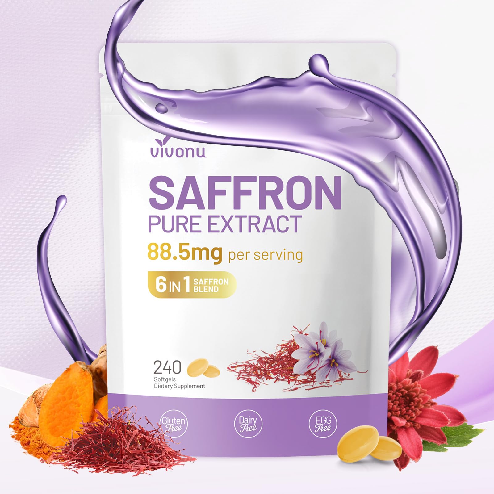 VivoNu Saffron Supplements Softgel 240 Softgels