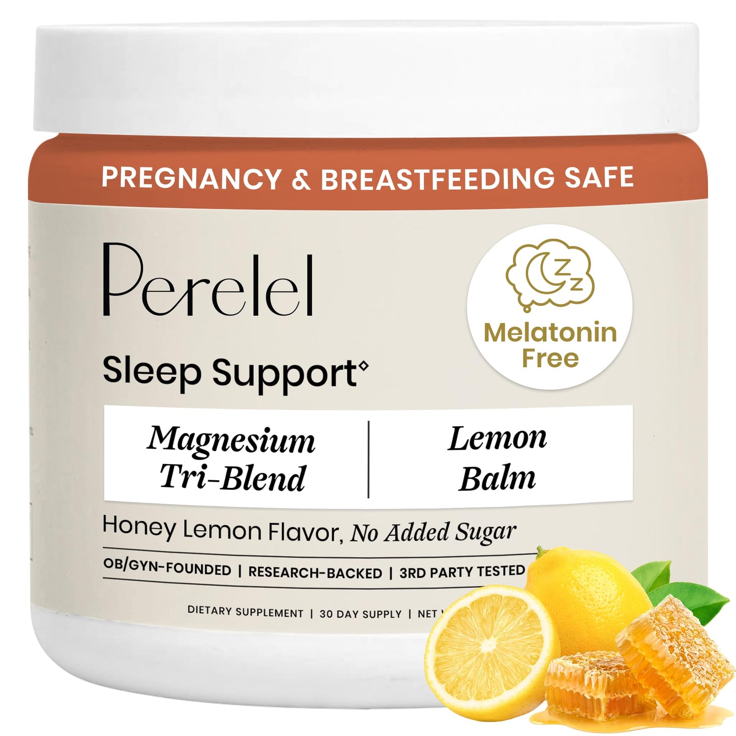 Perelel Sleep Support Magnesium Powder with Lemon Balm 2.96 oz