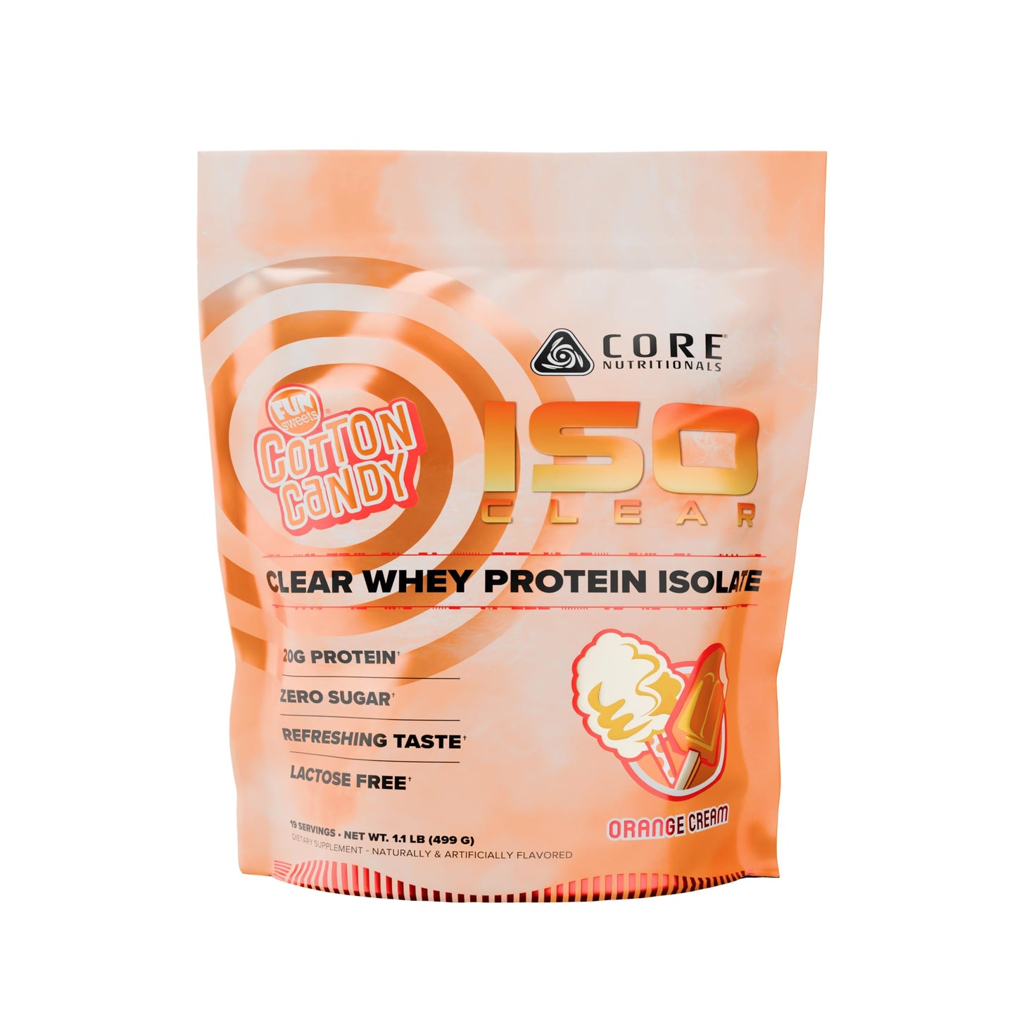 Core Nutritionals Iso Clear Whey Protein Powder, Fun Sweets Orange Cream, 1.1 lb