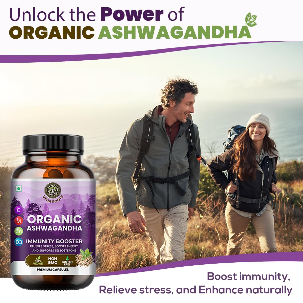 VEDA ROOTS Ashwagandha KSM 66 Capsule, 60 Capsules