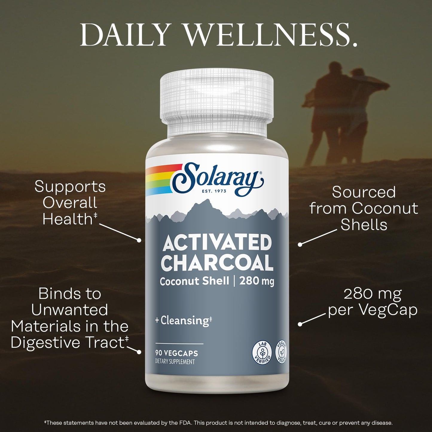 SOLARAY Activated Charcoal Supplement Capsule 90 Count