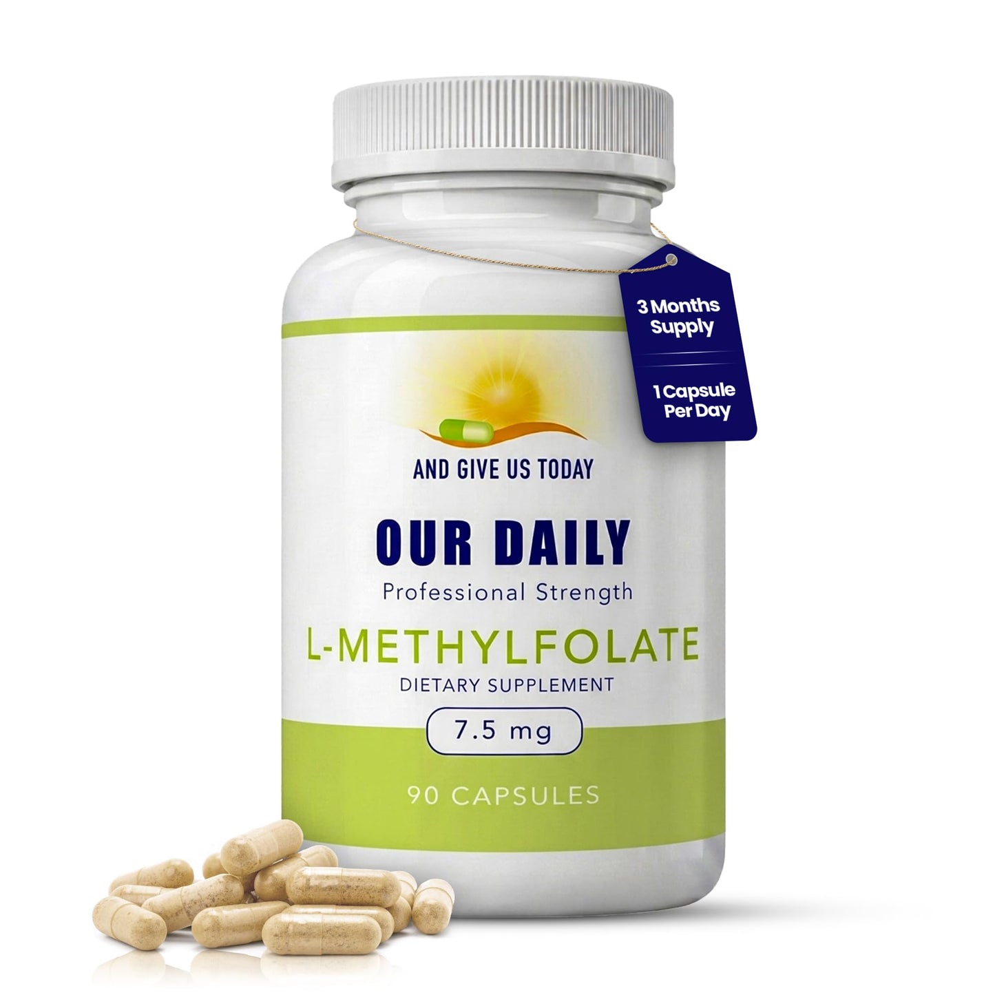 Our Daily Vites L-Methylfolate 7.5mg – Active 5-MTHF Methylated Folate Supplement for Brain Health, Focus & Mood Support, 90 Capsules