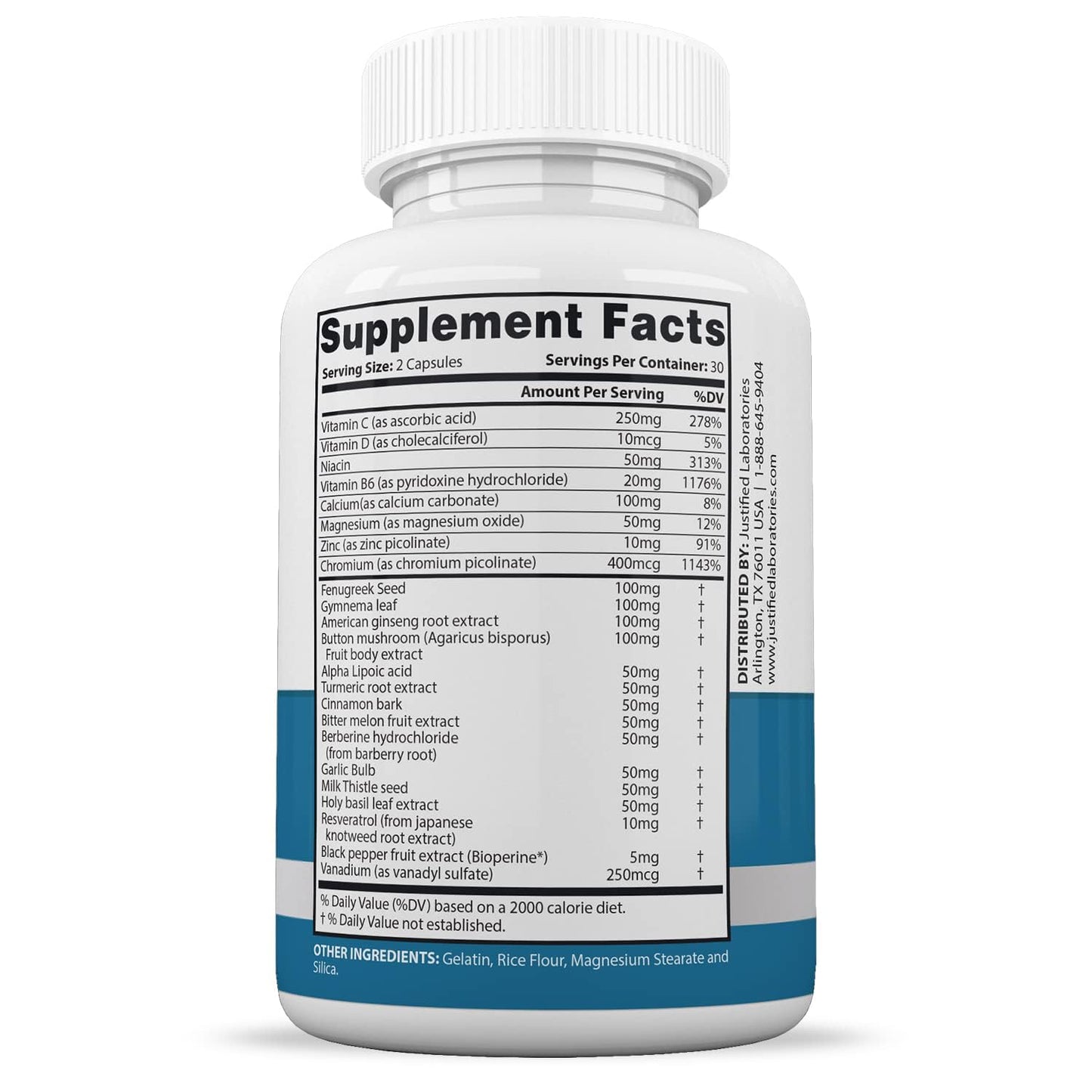 Justified Laboratories Glucotrust Max 1295MG Formula 300 Capsules