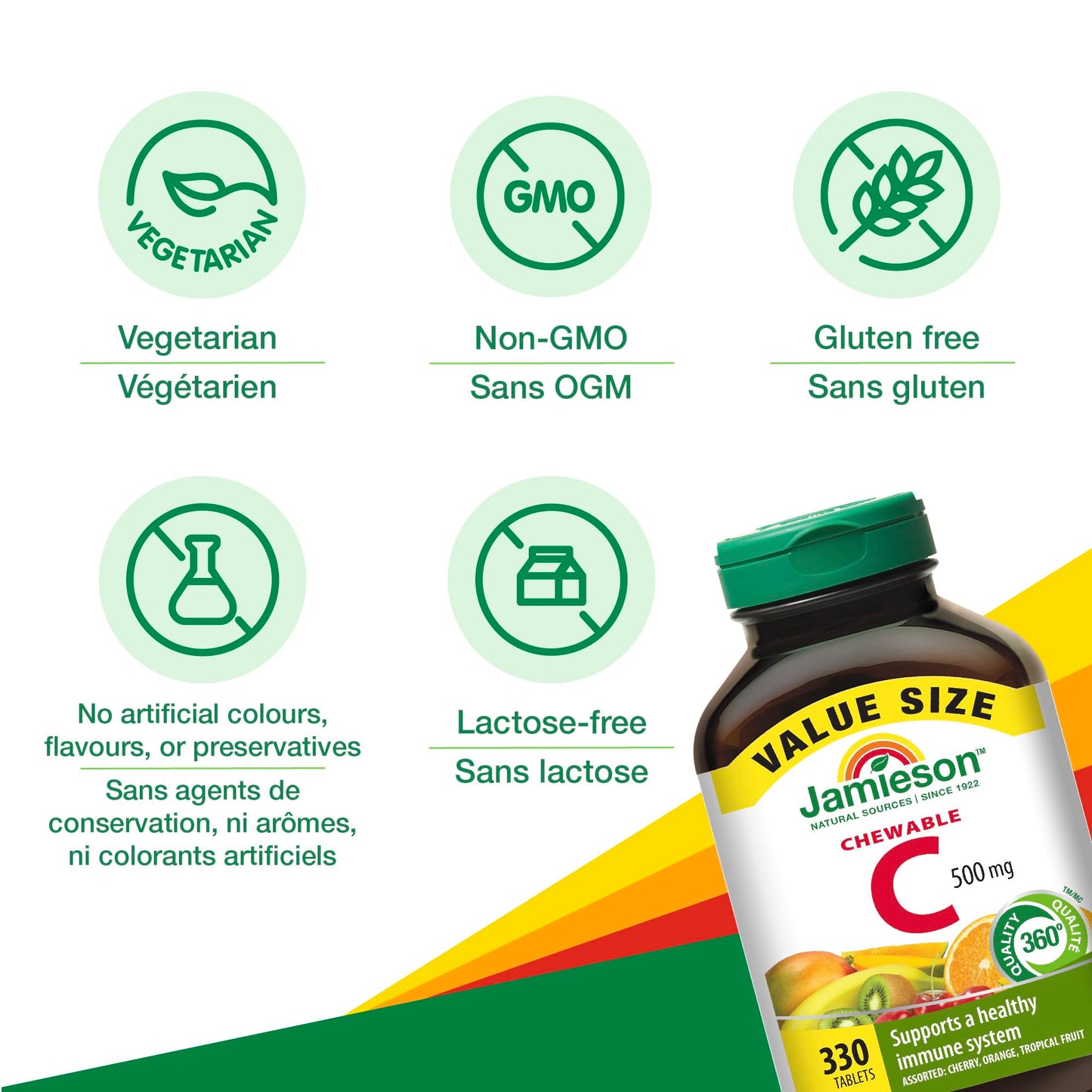 Jamieson Laboratories Vitamin C 500mg Tablets, 330