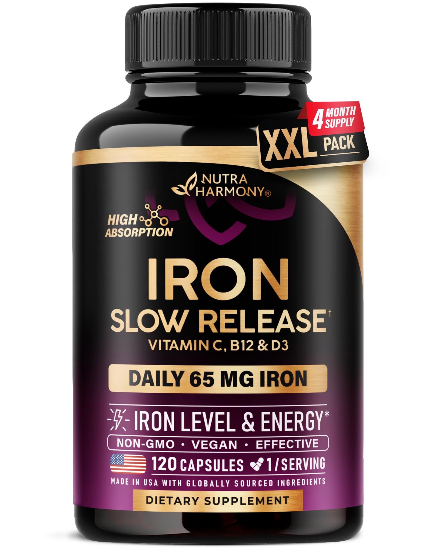 NUTRAHARMONY Iron Supplement for Women 120 Capsules