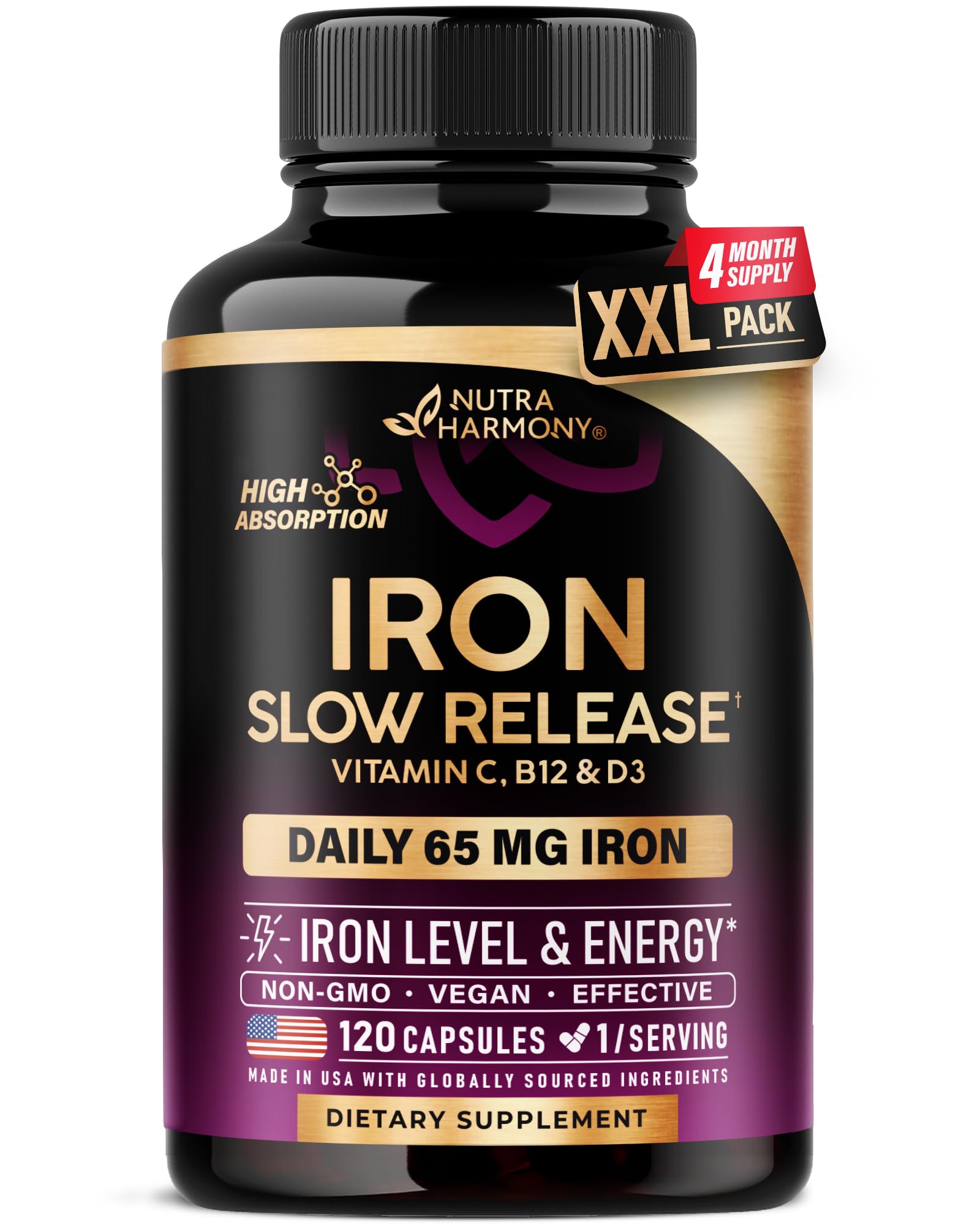 NUTRAHARMONY Iron Supplement for Women 120 Capsules