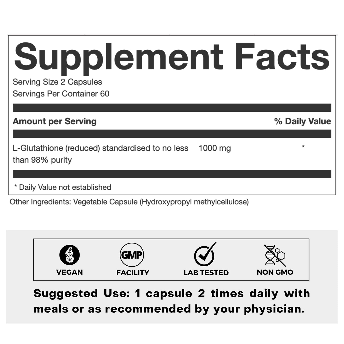 FOLIUS LABS L-Glutathione 98% Capsules, 60 Count