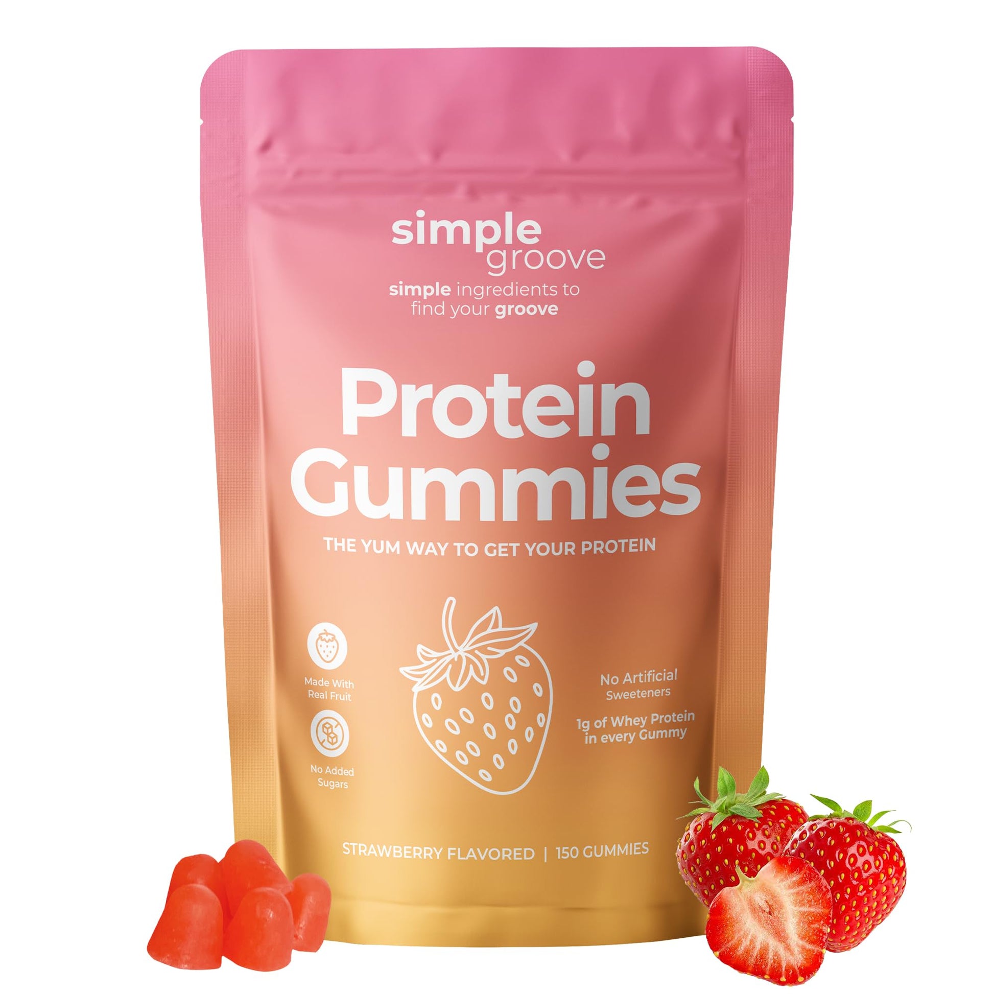 Simple Groove Protein Gummies 1g Whey Protein per Gummy, 150 Gummies