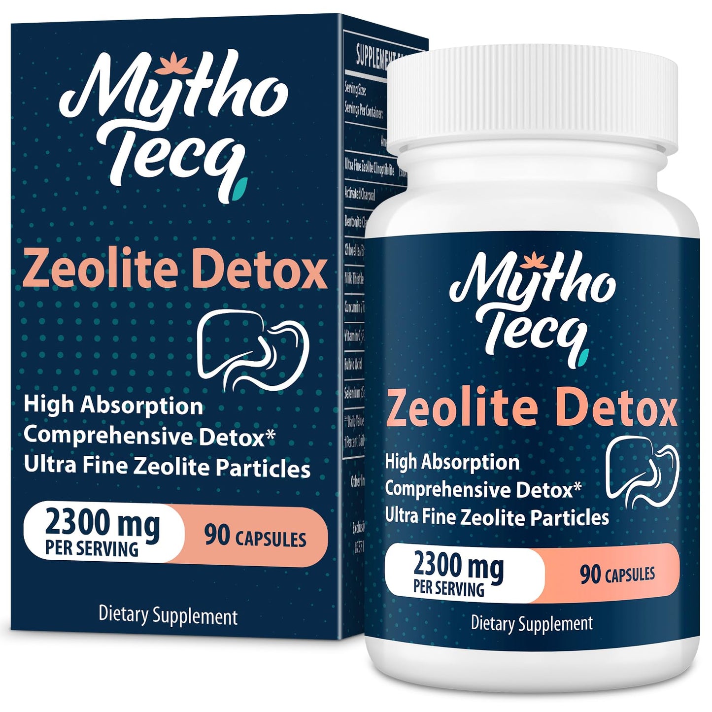 MythoTecq Zeolite Capsules with Activated Charcoal & Bentonite, 90 Capsules