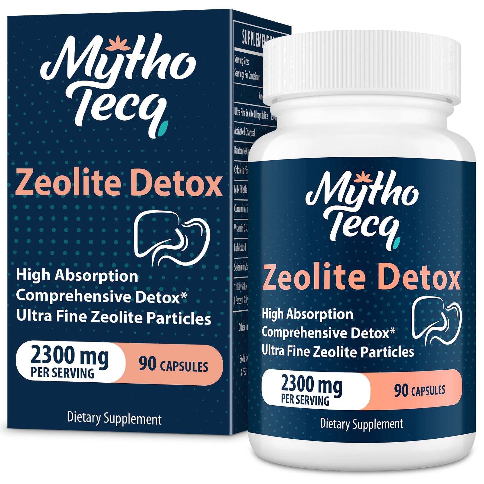 MythoTecq Zeolite Capsules with Activated Charcoal & Bentonite, 90 Capsules