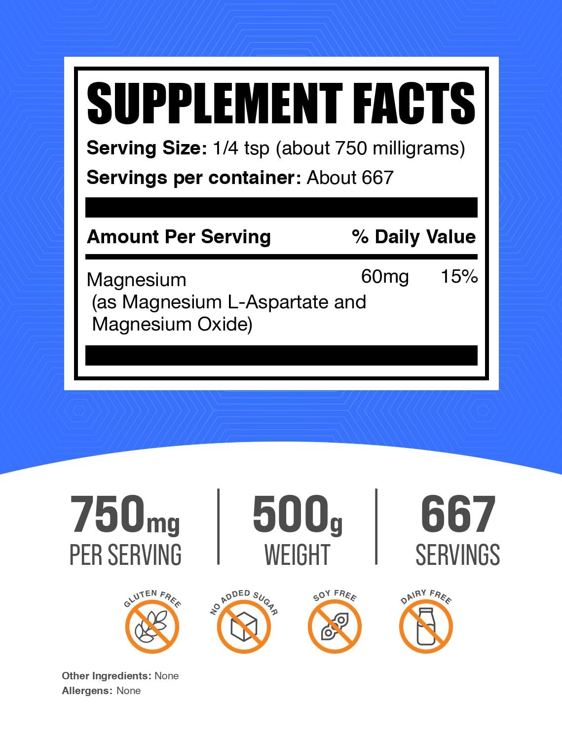 BulkSupplements Magnesium L-Aspartate Powder, 17.64 Ounce