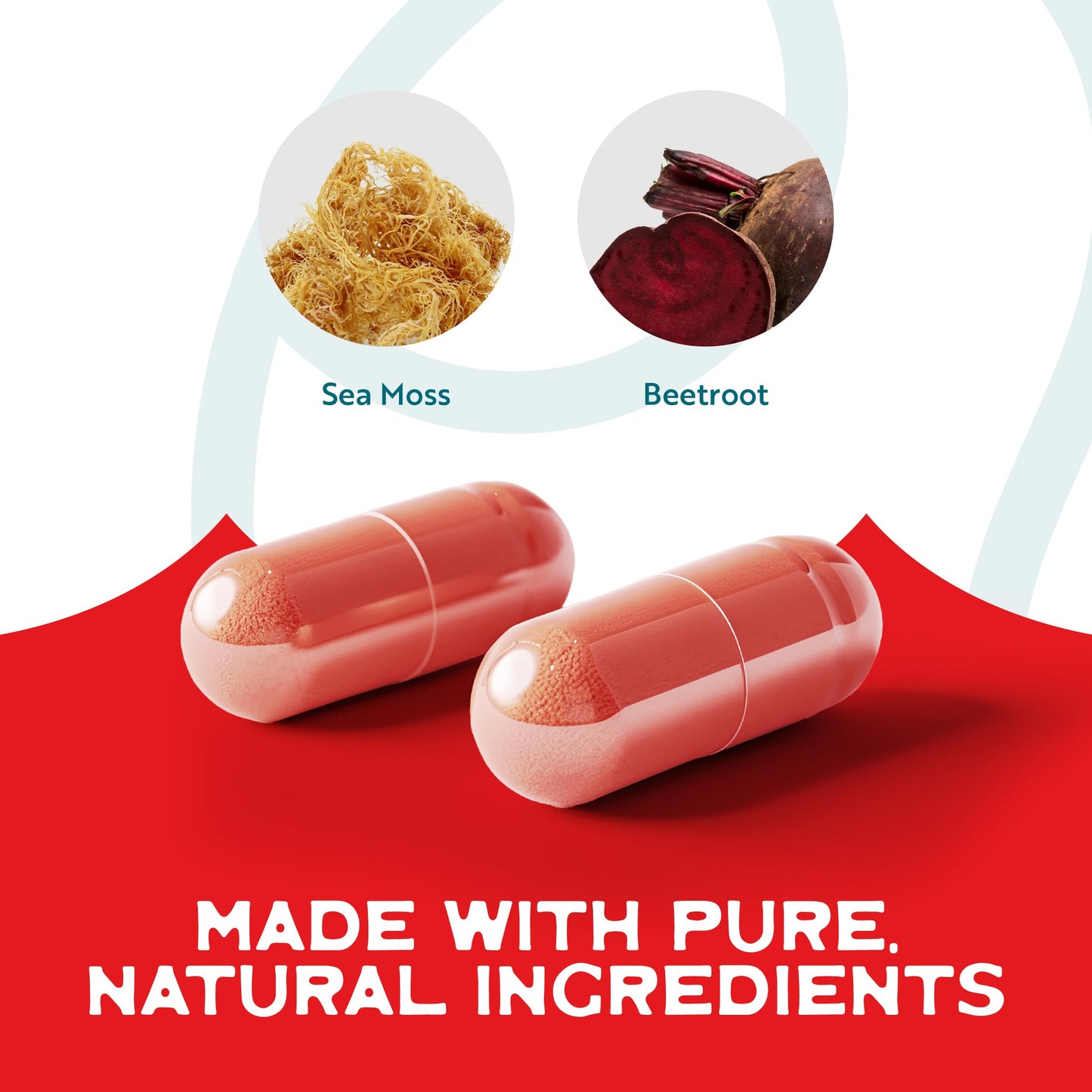 Herbal Vineyards Wildcrafted Irish Sea Moss Capsules with Beetroot, Vegan, 60 Capsules