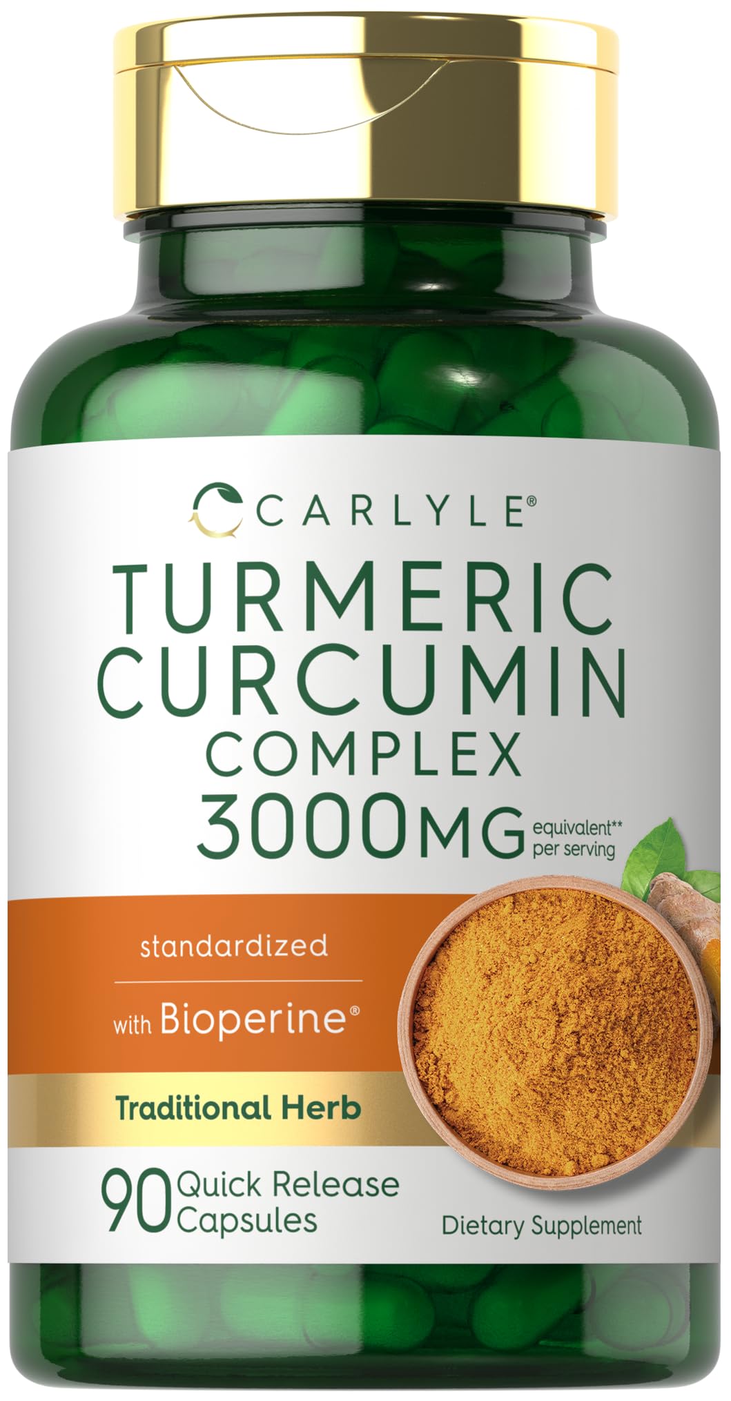 Carlyle Turmeric Curcumin with Black Pepper Capsules 90 Count