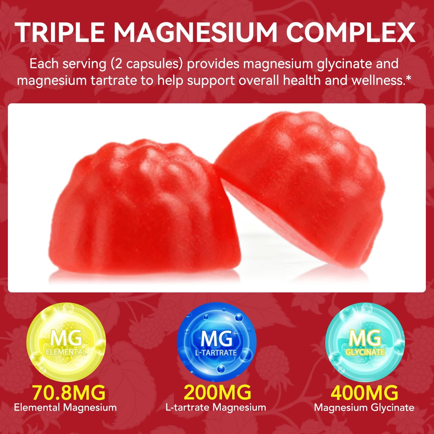 Pegciz Magnesium Glycinate Gummies 600mg – Sugar-Free High Absorption Magnesium, Supports Relaxation, Calm & Restful Sleep, with Vitamin B6 & D3, 120 Gummies