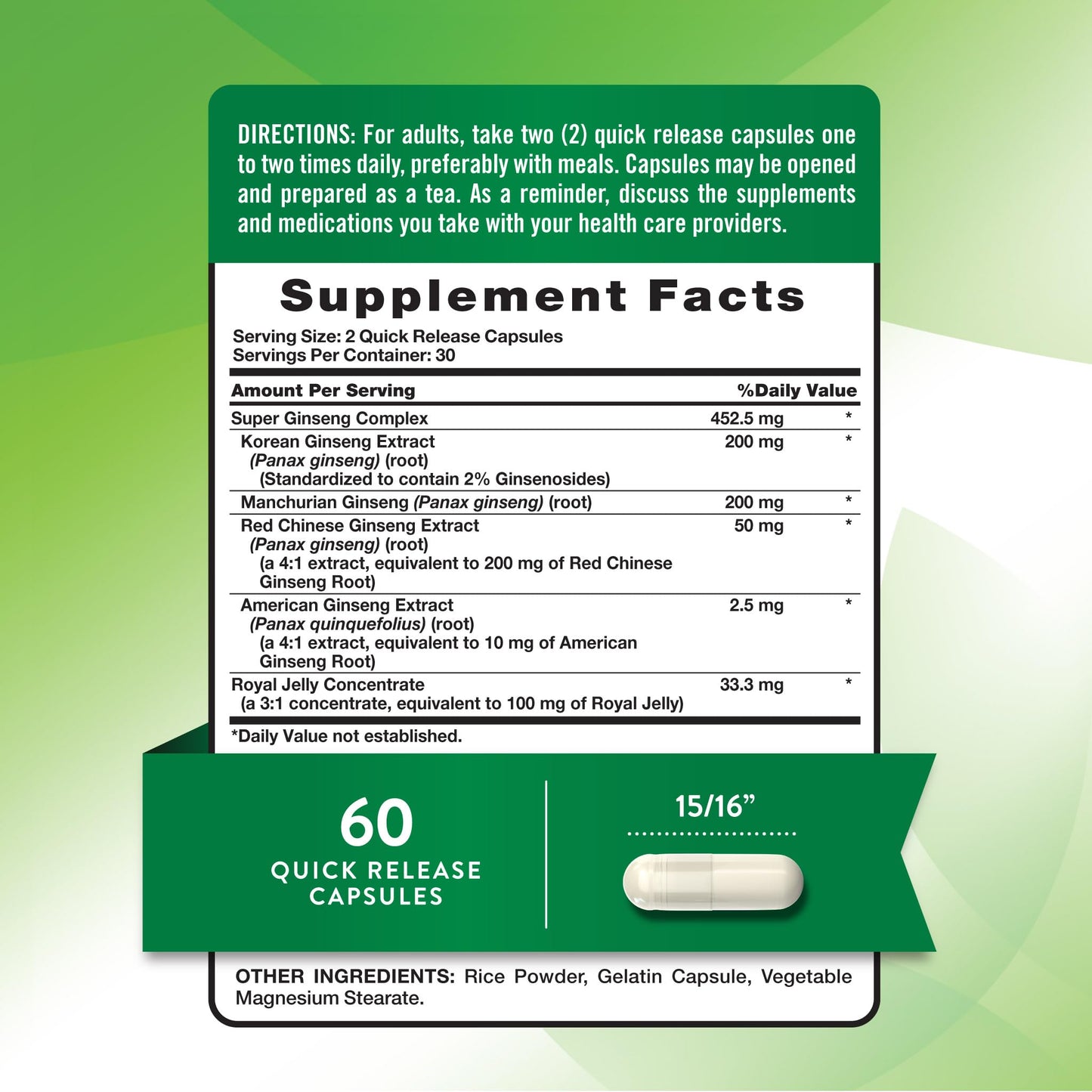 Nature's Truth Super Ginseng Complex Capsules, 60 Capsules