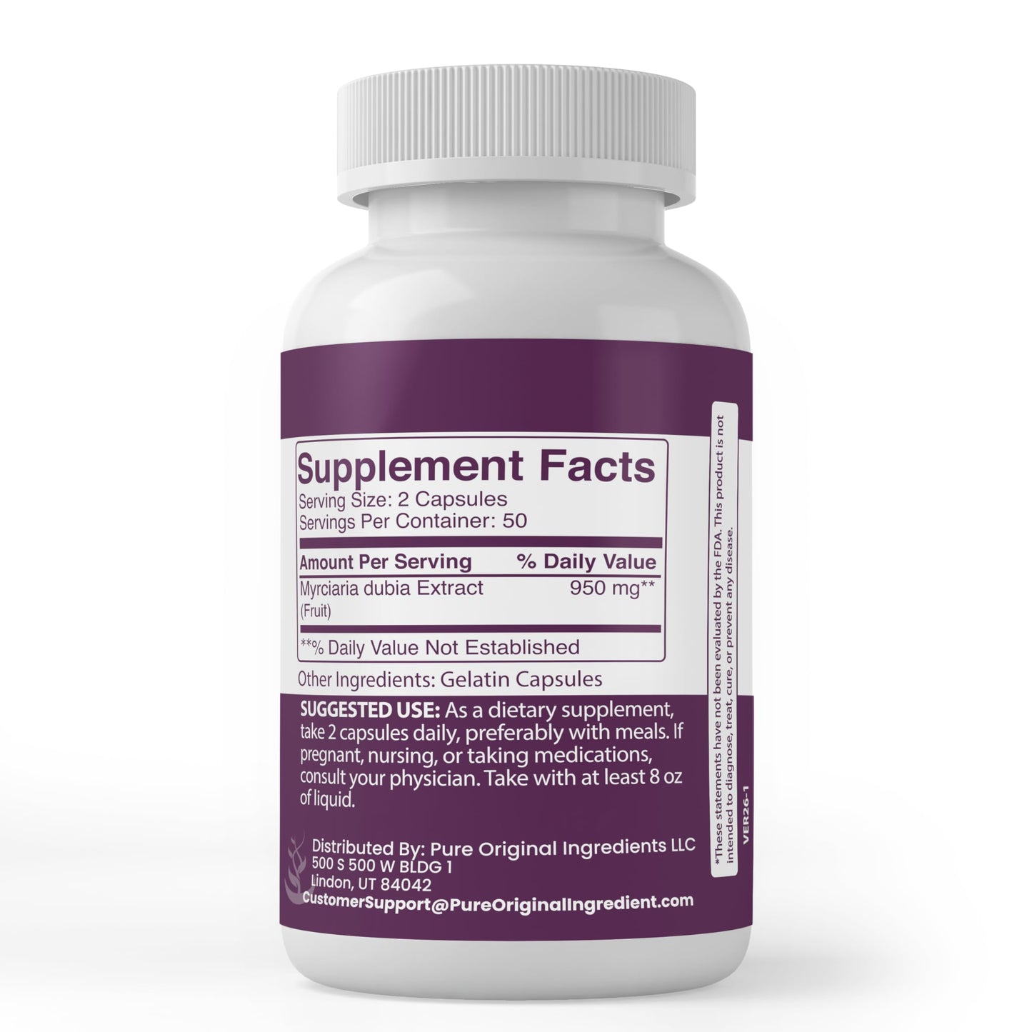 Pure Original Ingredients Camu Camu Berry Capsules 100 Capsules