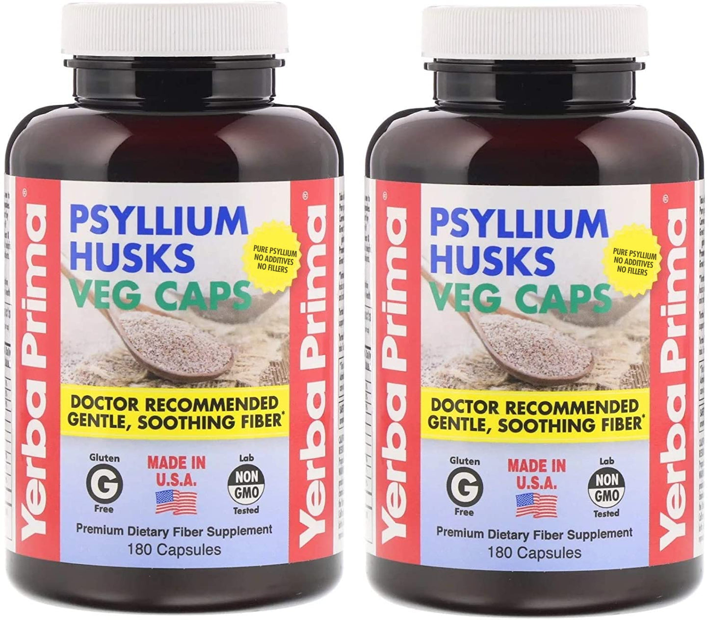 Yerba Prima Psyllium Husks Fiber Veg Caps 360 Capsules