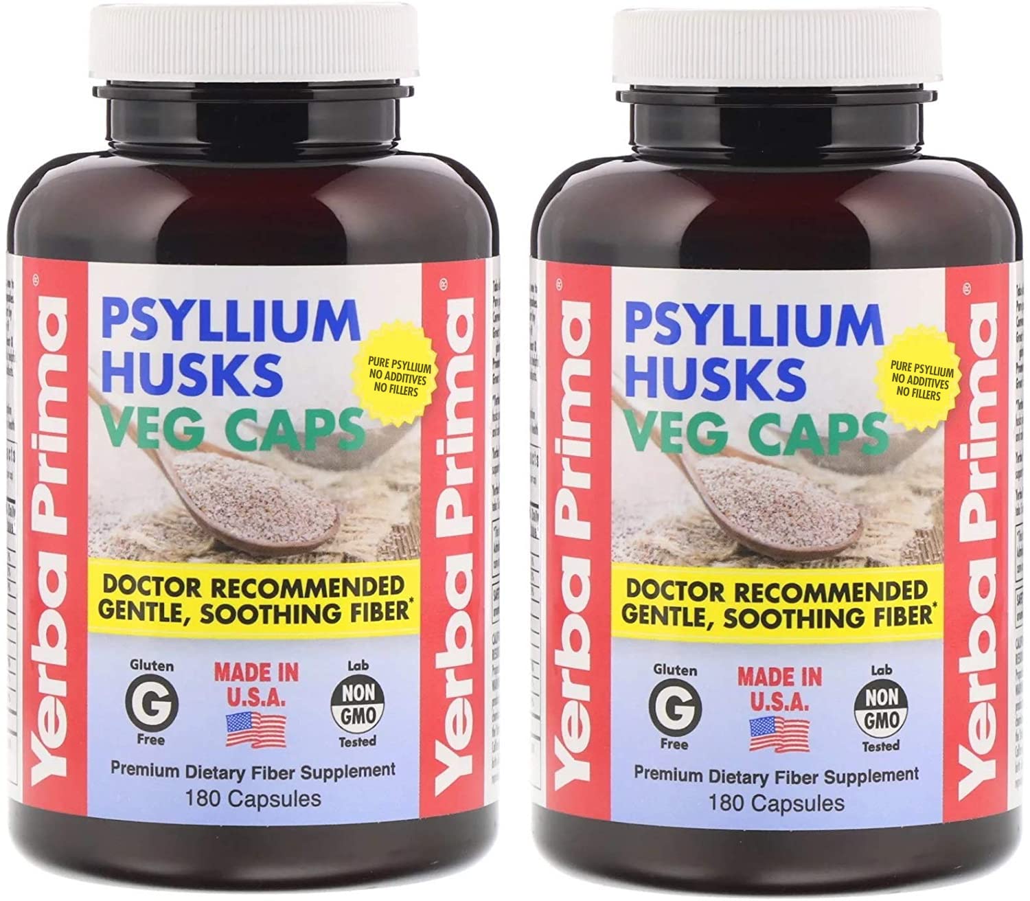 Yerba Prima Psyllium Husks Fiber Veg Caps 360 Capsules