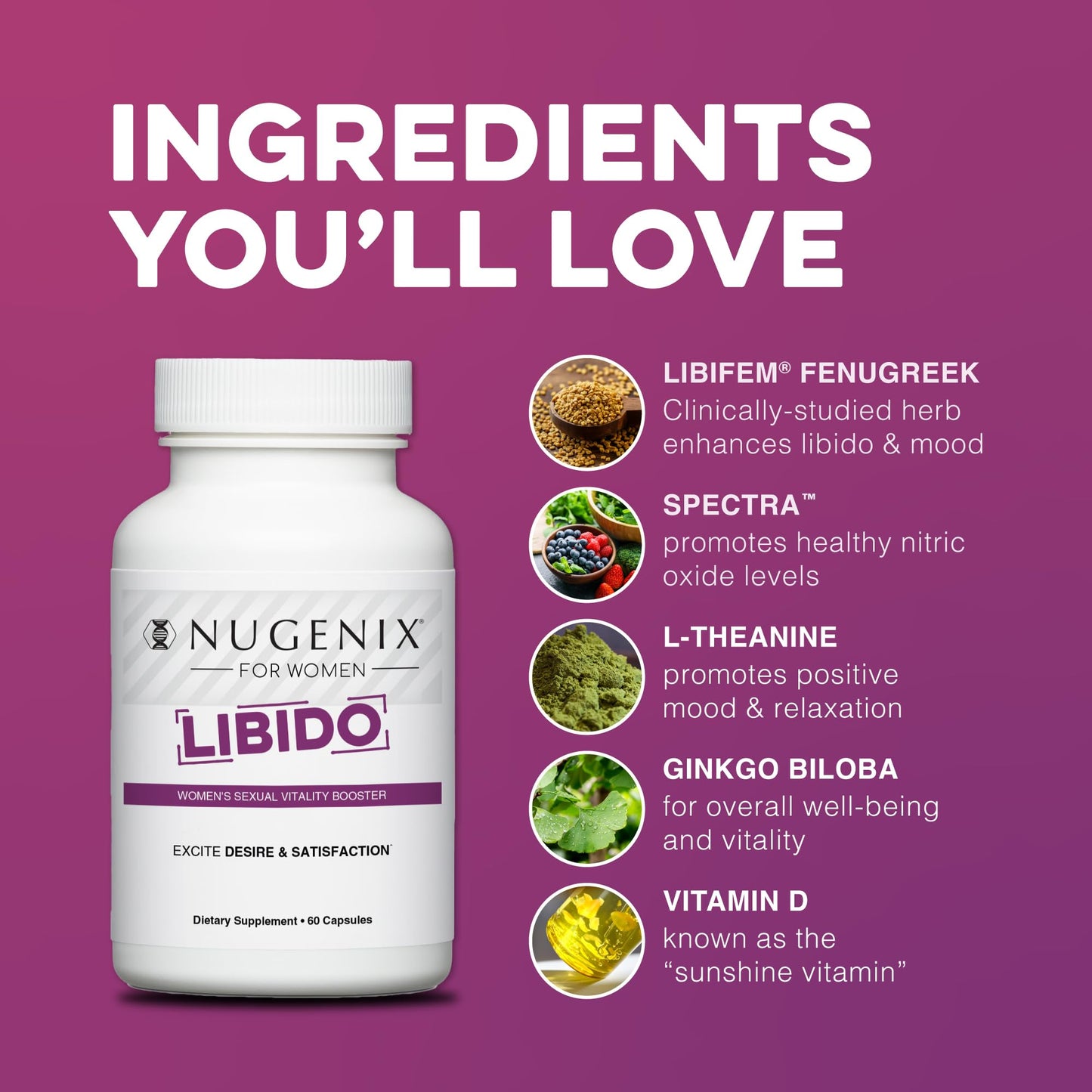 Nugenix Women's Libido Booster Supplement Capsules, 60 Count