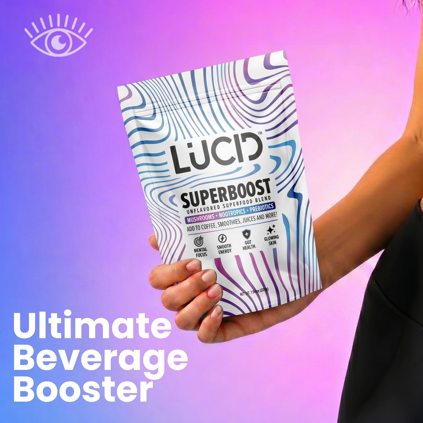 Lucid Superboost Mushroom & Nootropic Blend Powder, 7.94 oz