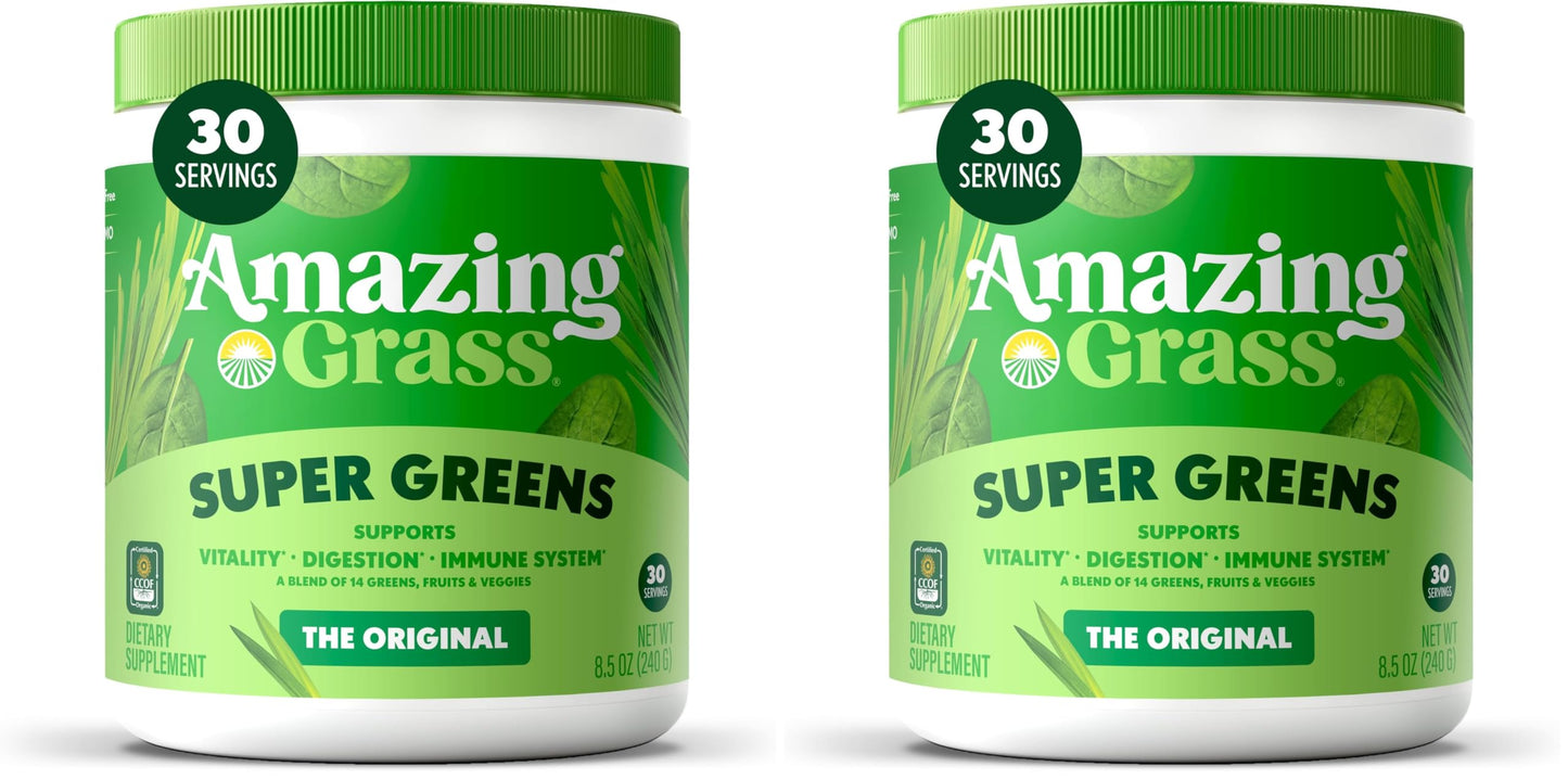 Amazing Grass Greens Blend Superfood Greens Powder – 30 Servings (Pack of 2)