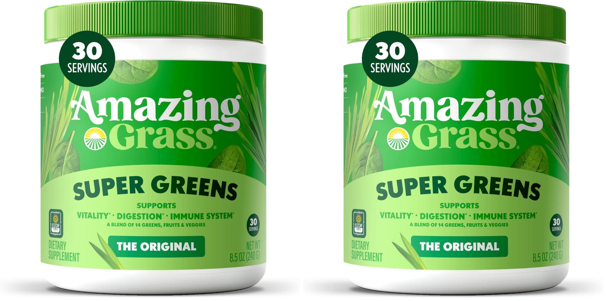 Amazing Grass Greens Blend Superfood Greens Powder – 30 Servings (Pack of 2)