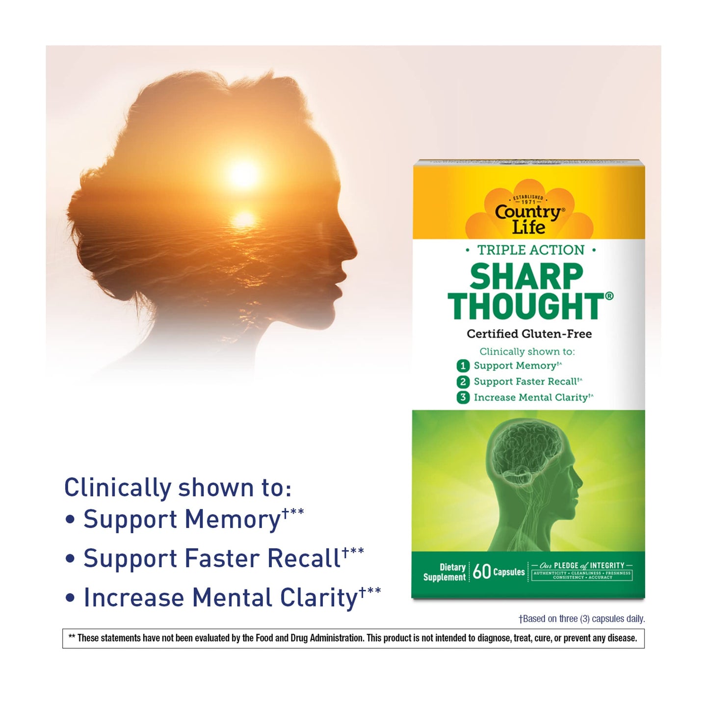 Country Life Sharp Thought Phosphatidylserine with DHA Capsules, 60 Count